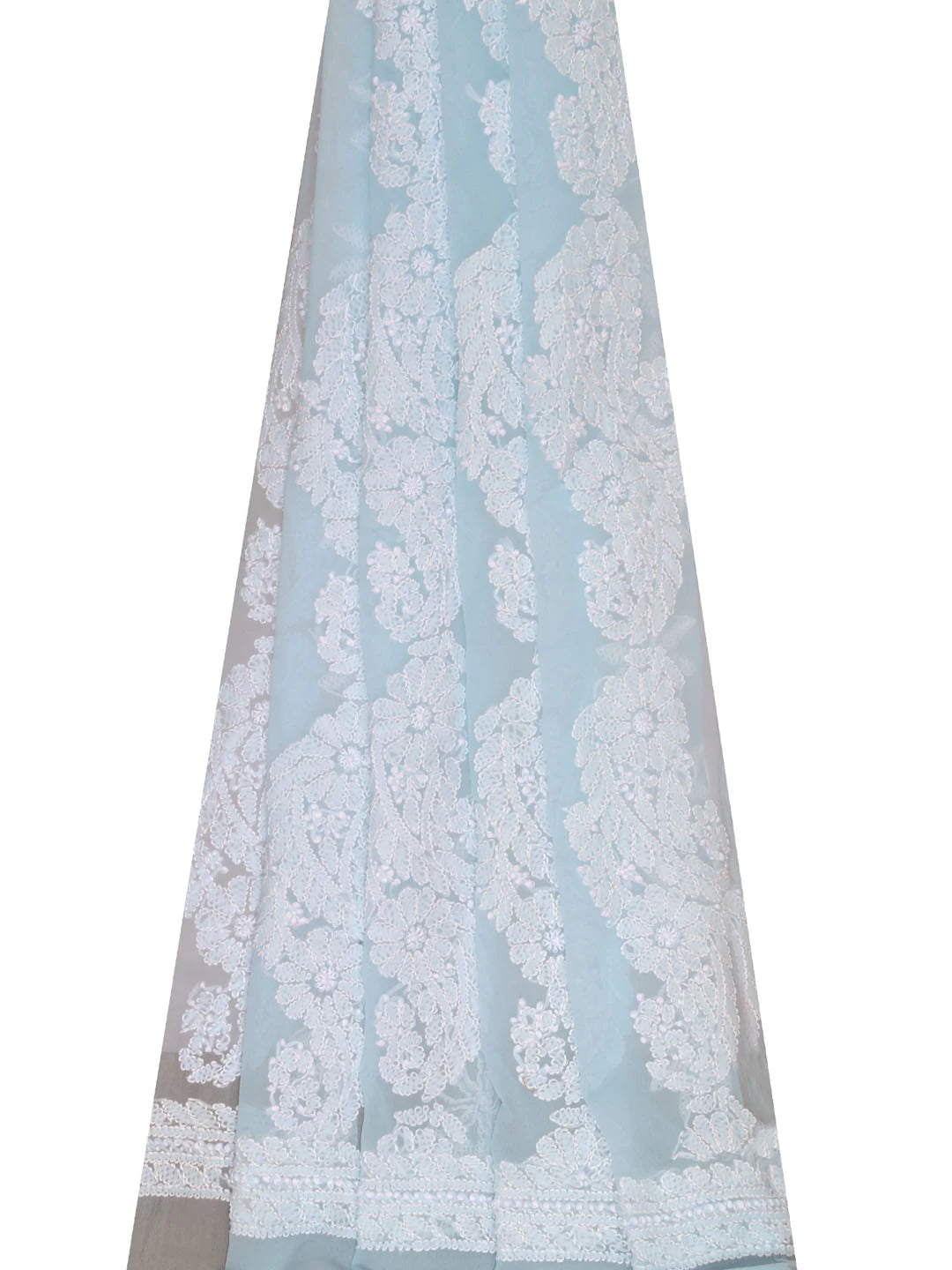 Ada Hand Embroidered Blue Georgette Lucknowi Chikankari Dupatta 01A410201