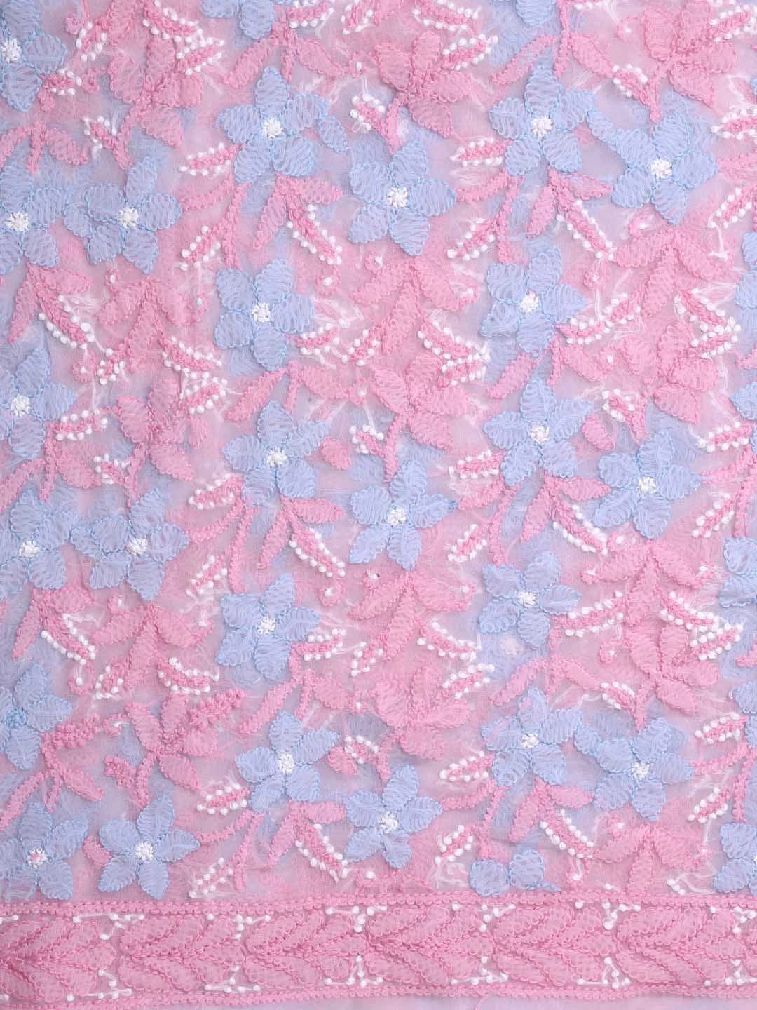 Ada Hand Embroidered Pink Georgette Lucknowi Chikankari Dupatta 01A410241