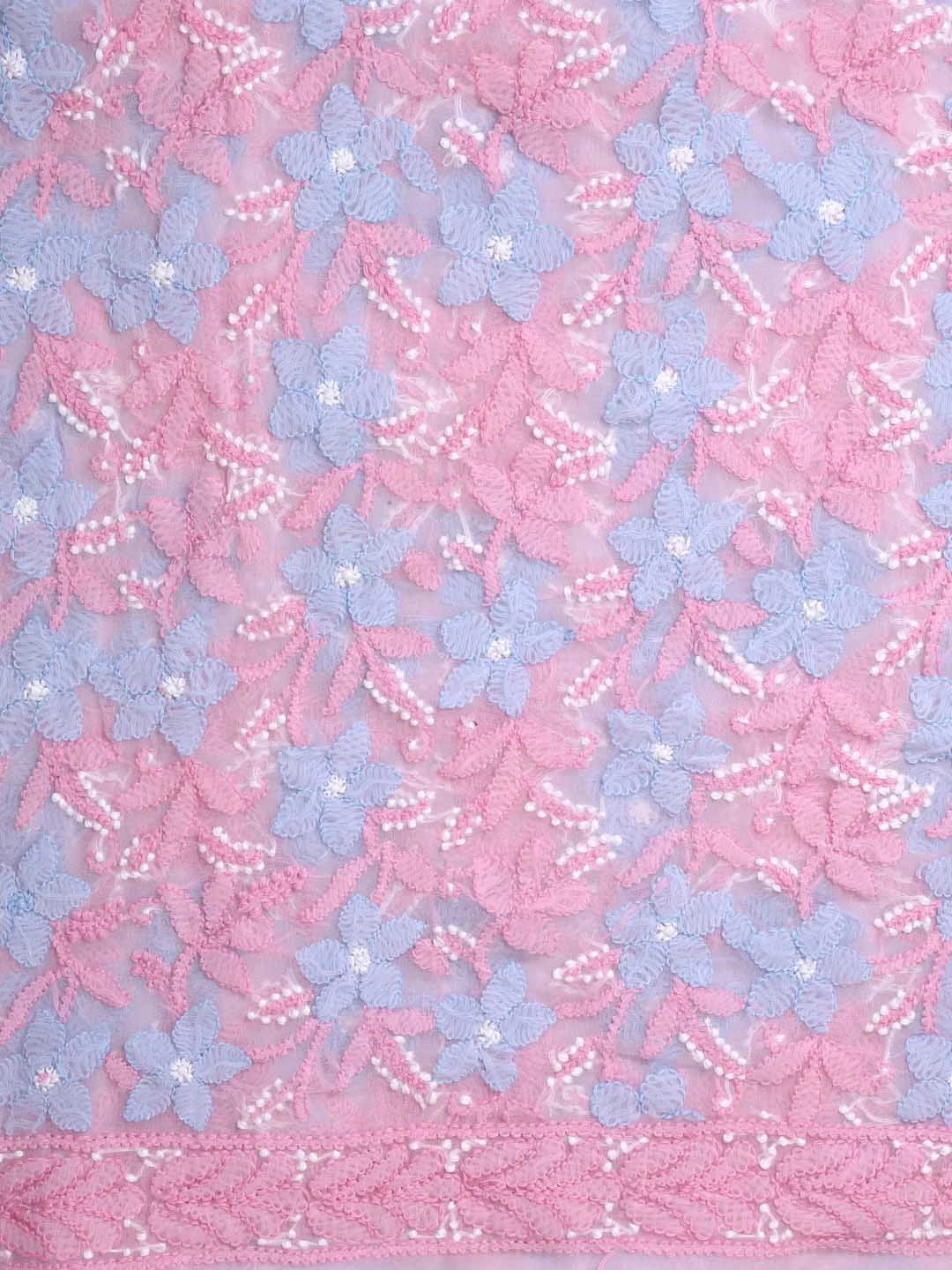 Ada Hand Embroidered Pink Georgette Lucknowi Chikankari Dupatta 01A410241