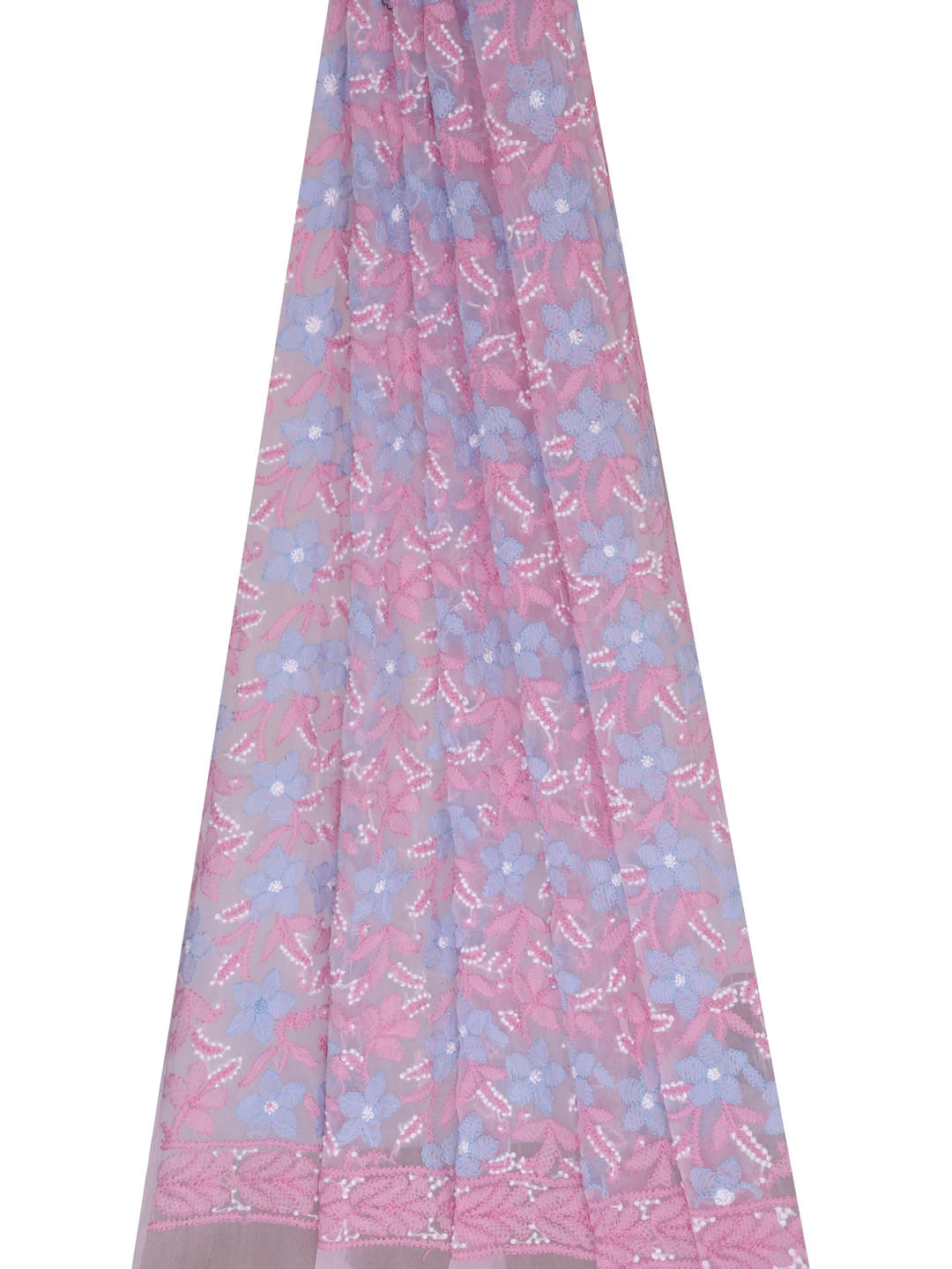 Ada Hand Embroidered Pink Georgette Lucknowi Chikankari Dupatta 01A410241