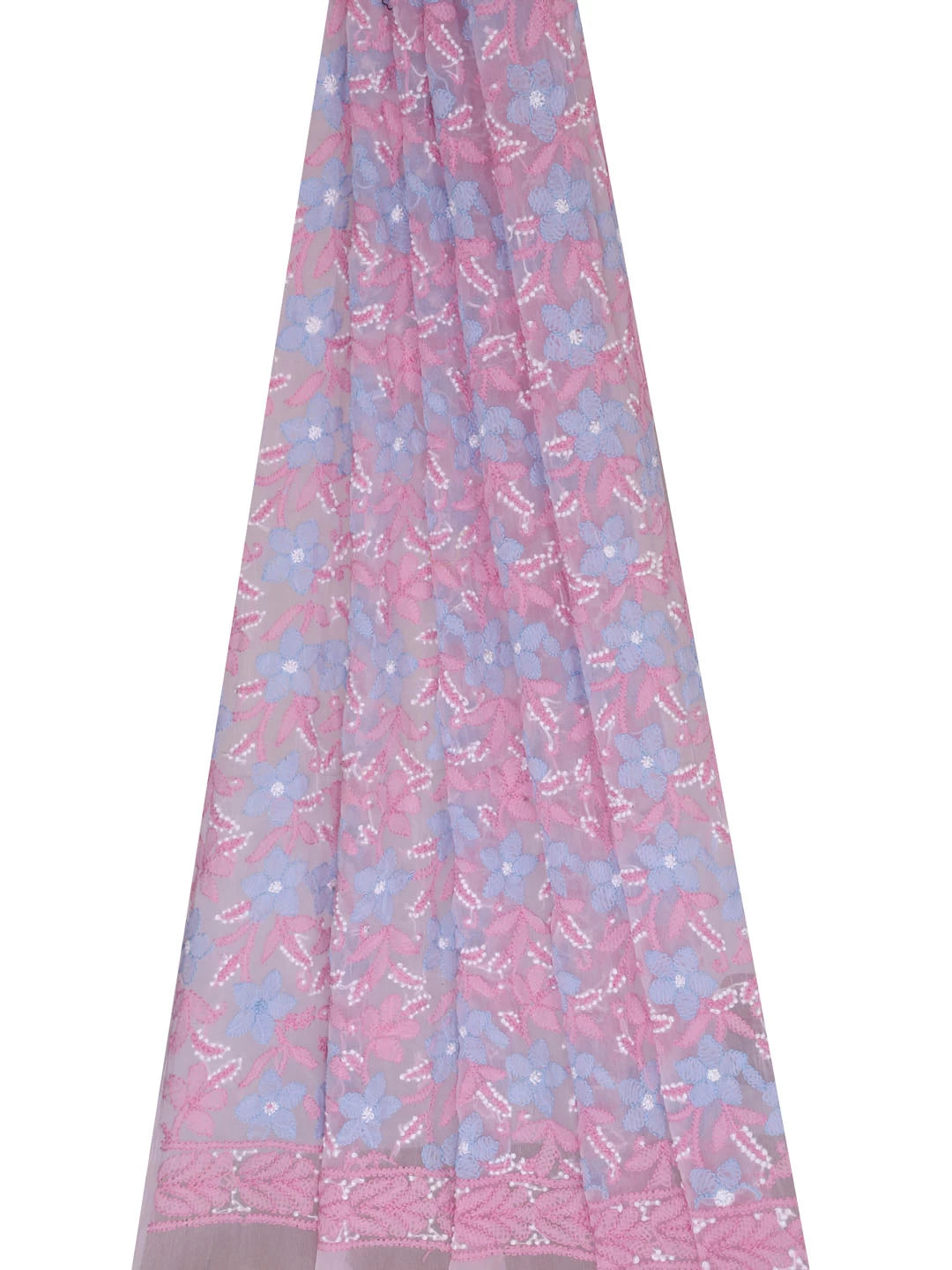 Ada Hand Embroidered Pink Georgette Lucknowi Chikankari Dupatta 01A410241