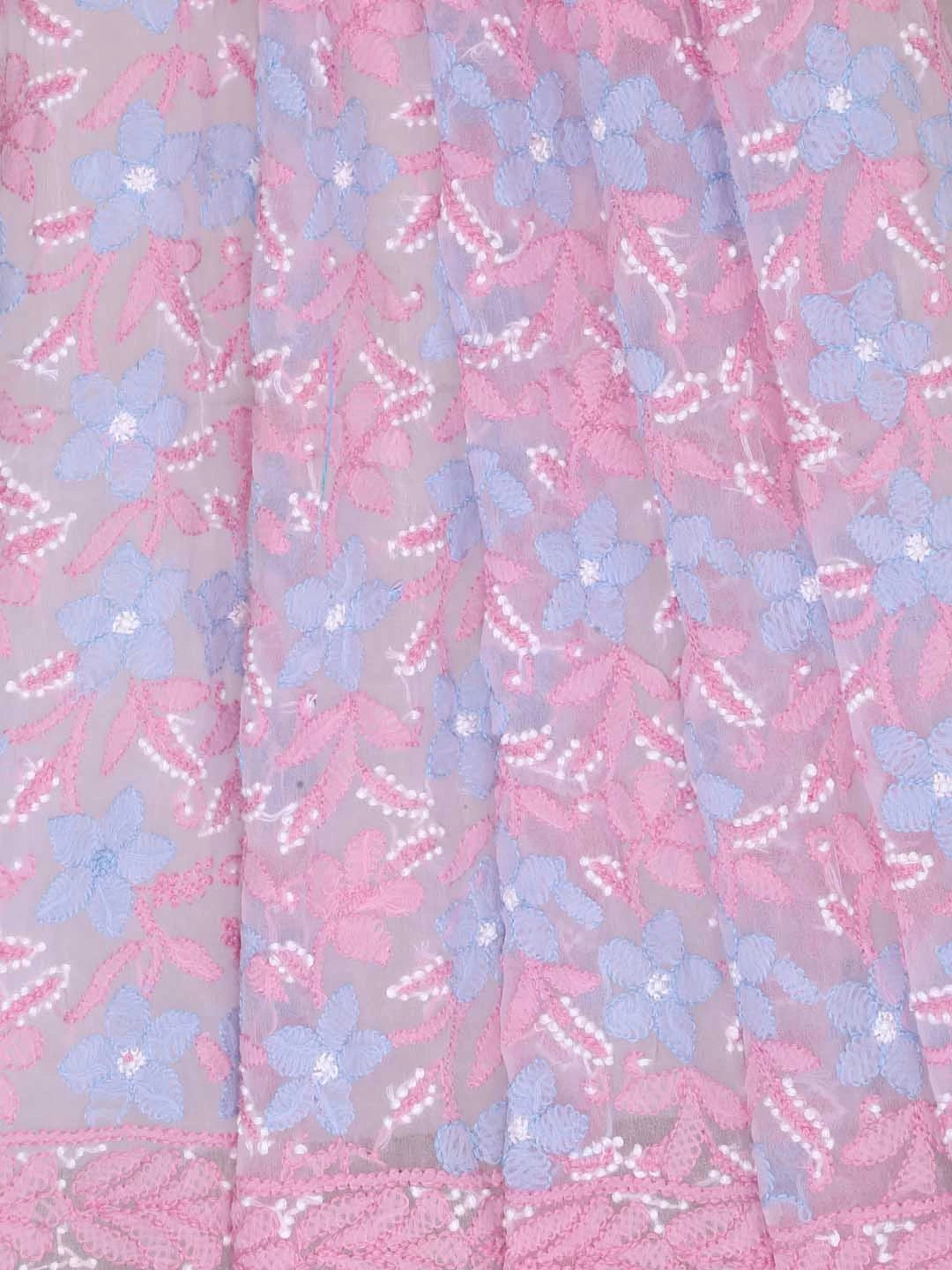 Ada Hand Embroidered Pink Georgette Lucknowi Chikankari Dupatta 01A410241