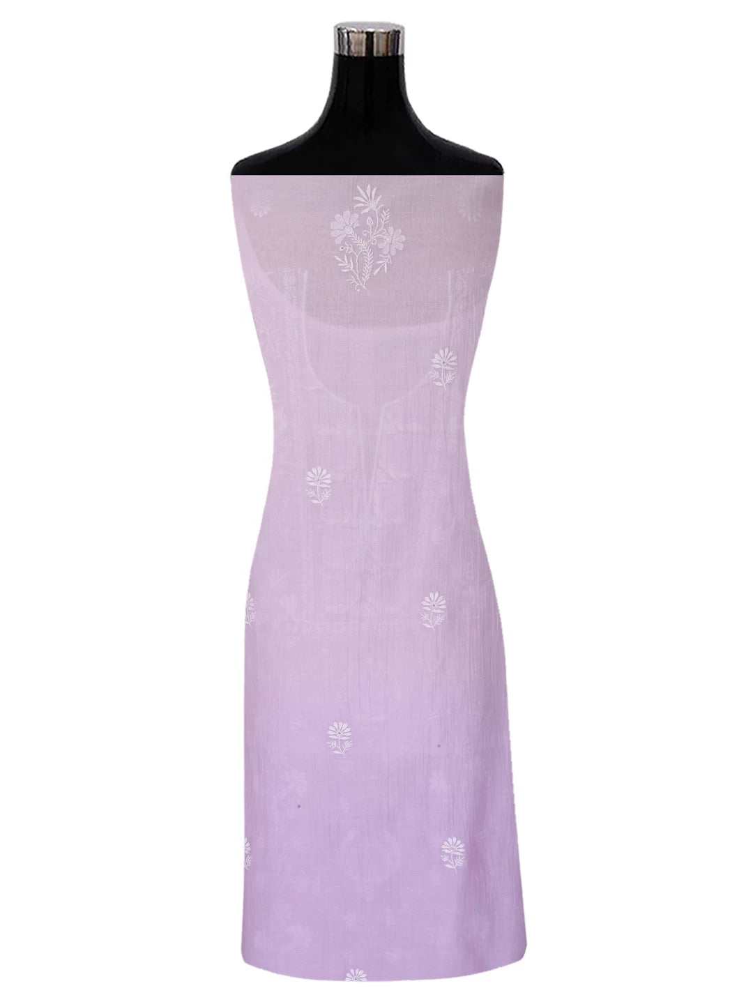 Ada Hand Embroidered Lavender Ombre Shade Chanderi Lucknowi Chikankari Unstitched Kurta Dupatta Set With Cutdana Work 01A404531