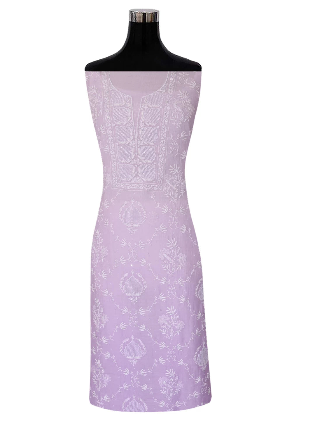 Ada Hand Embroidered Lavender Ombre Shade Chanderi Lucknowi Chikankari Unstitched Kurta Dupatta Set With Cutdana Work 01A404531