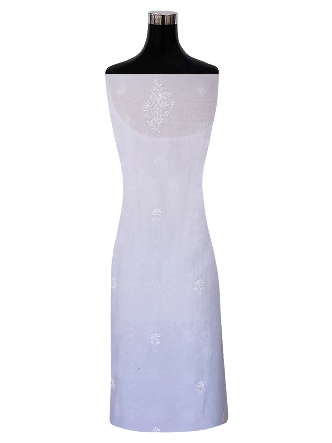 Ada Hand Embroidered Ice Blue Ombre Shade Chanderi Lucknowi Chikankari Unstitched Kurta Dupatta Set With Cutdana Work 01A404532