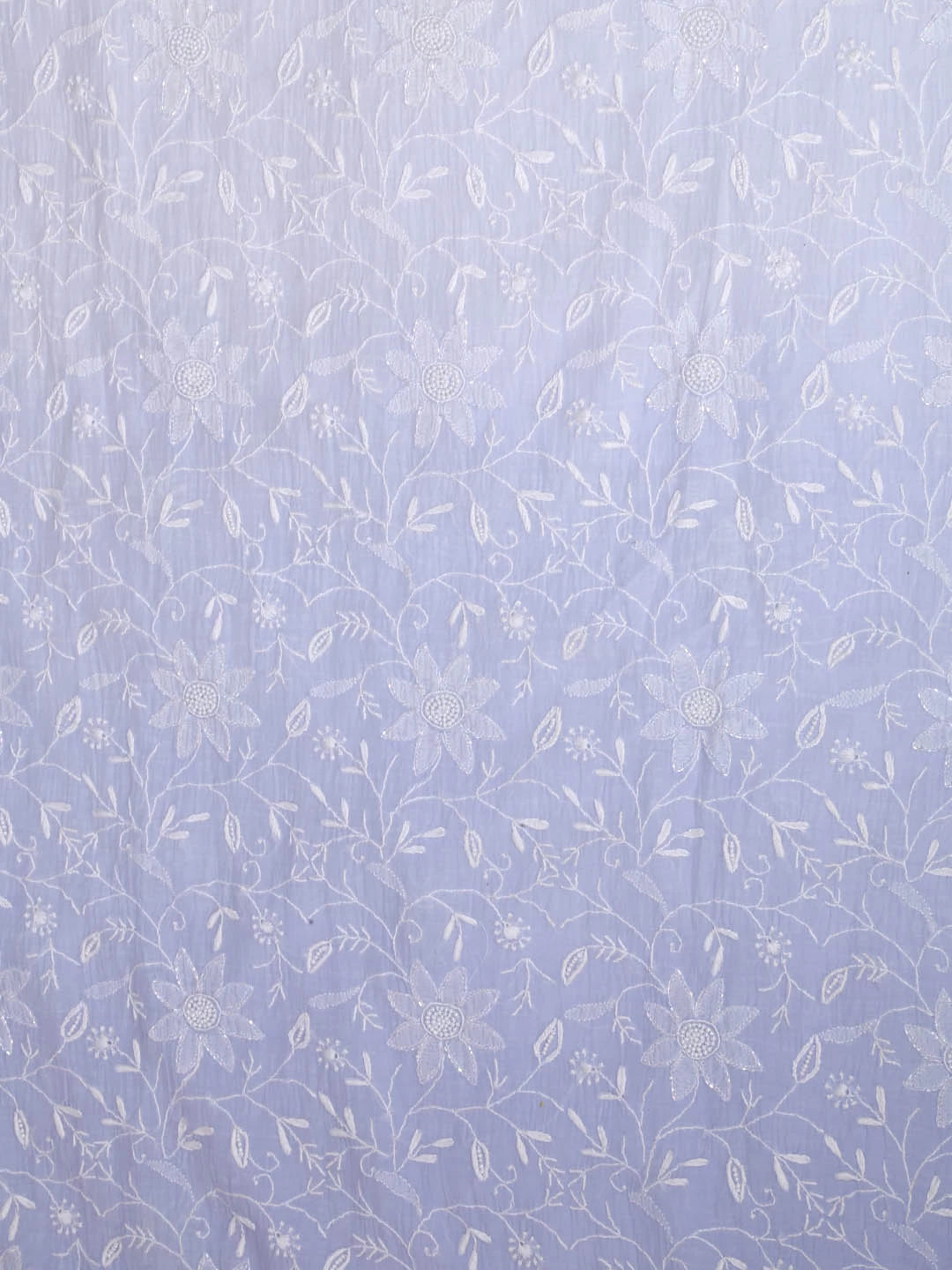 Ada Hand Embroidered Ice Blue Ombre Shade Chanderi Lucknowi Chikankari Unstitched Kurta Dupatta Set With Cutdana Work 01A404532