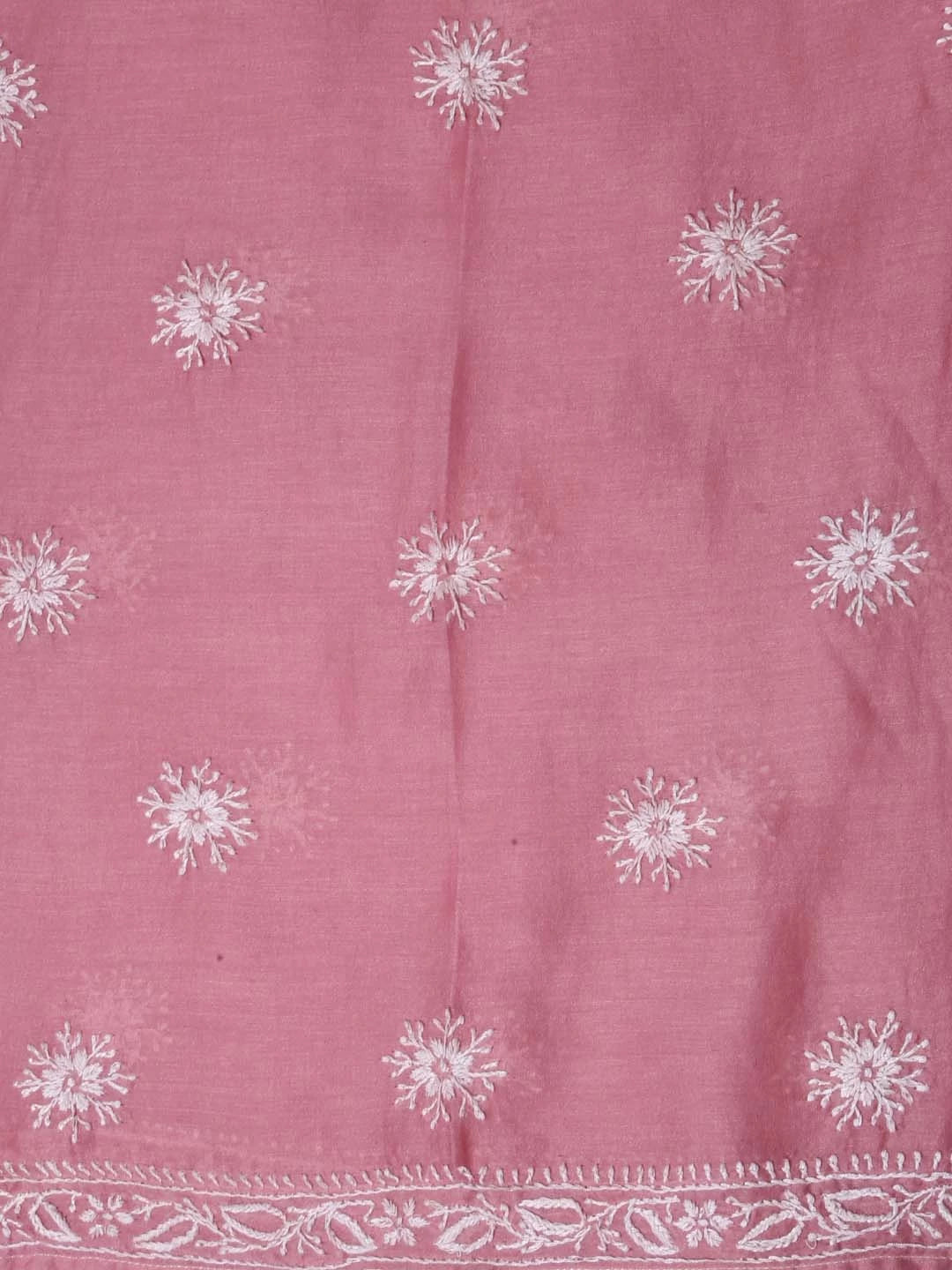 Ada Hand Embroidered Dusty Pink Ombre Shade Chanderi Lucknowi Chikankari Semi-Stitched Kurta Dupatta Set 01A229768