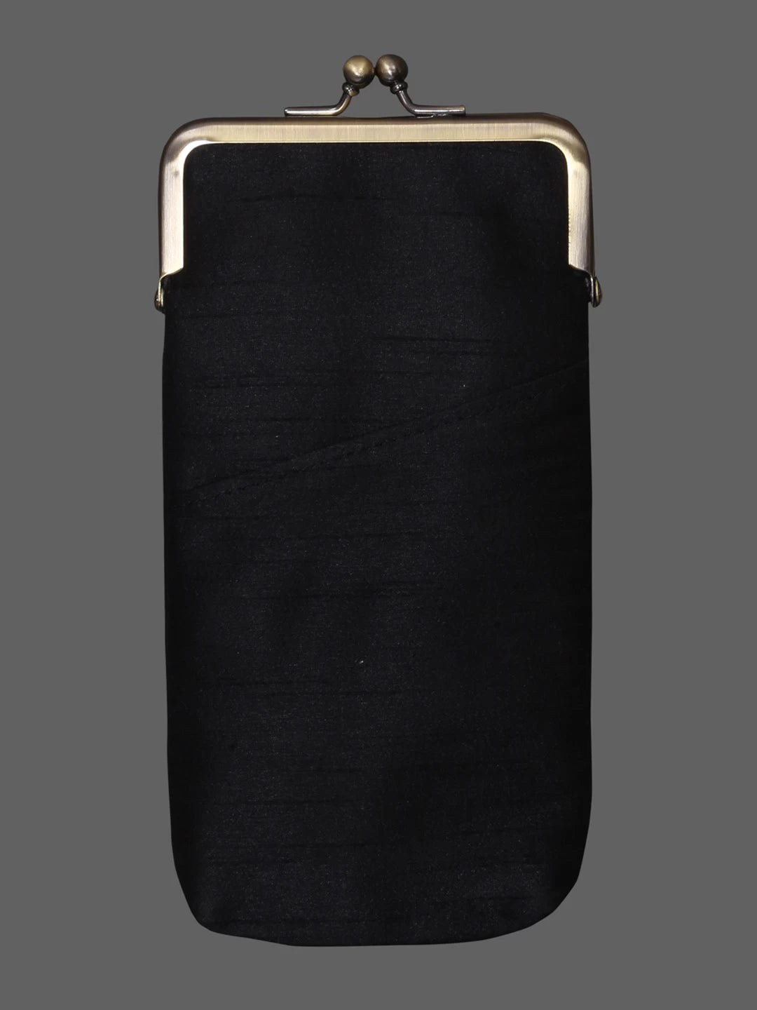 Ada Hand Embroidered Black Silk Lucknowi Chikankari Mobile Pouch With Zari Work 01A384602