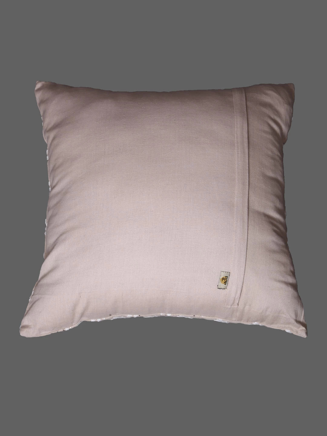 Ada Hand Embroidered Fawn Cotton Lucknowi Chikankari Cushion Cover With Muqaish Work 01A345502