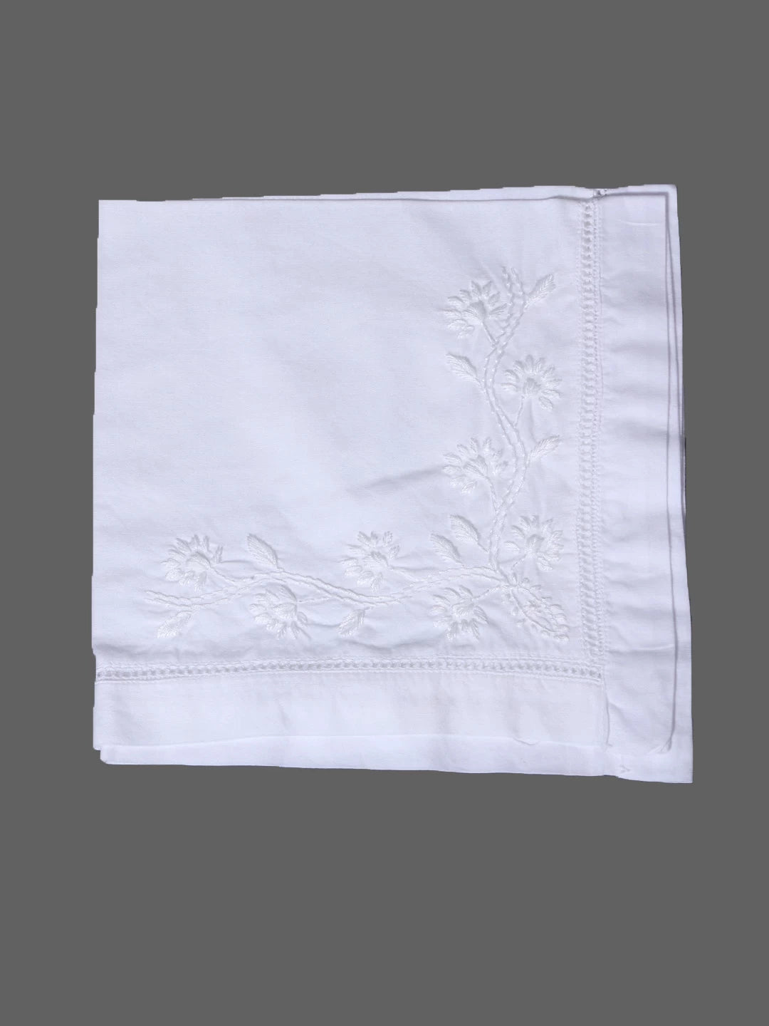 Ada Hand Embroidered White Cotton Lucknowi Chikankari Napkin Set 01A330555