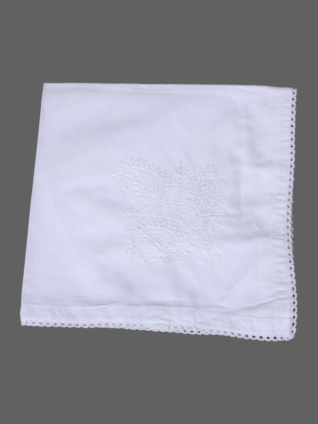 Ada Hand Embroidered White Cotton Lucknowi Chikankari Napkin Set 01A289408