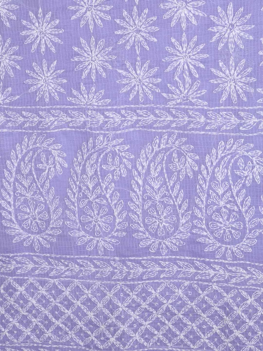 Ada Hand Embroidered Mauve Kota Lucknowi Chikankari Unstitched Kurta Dupatta Set A211273
