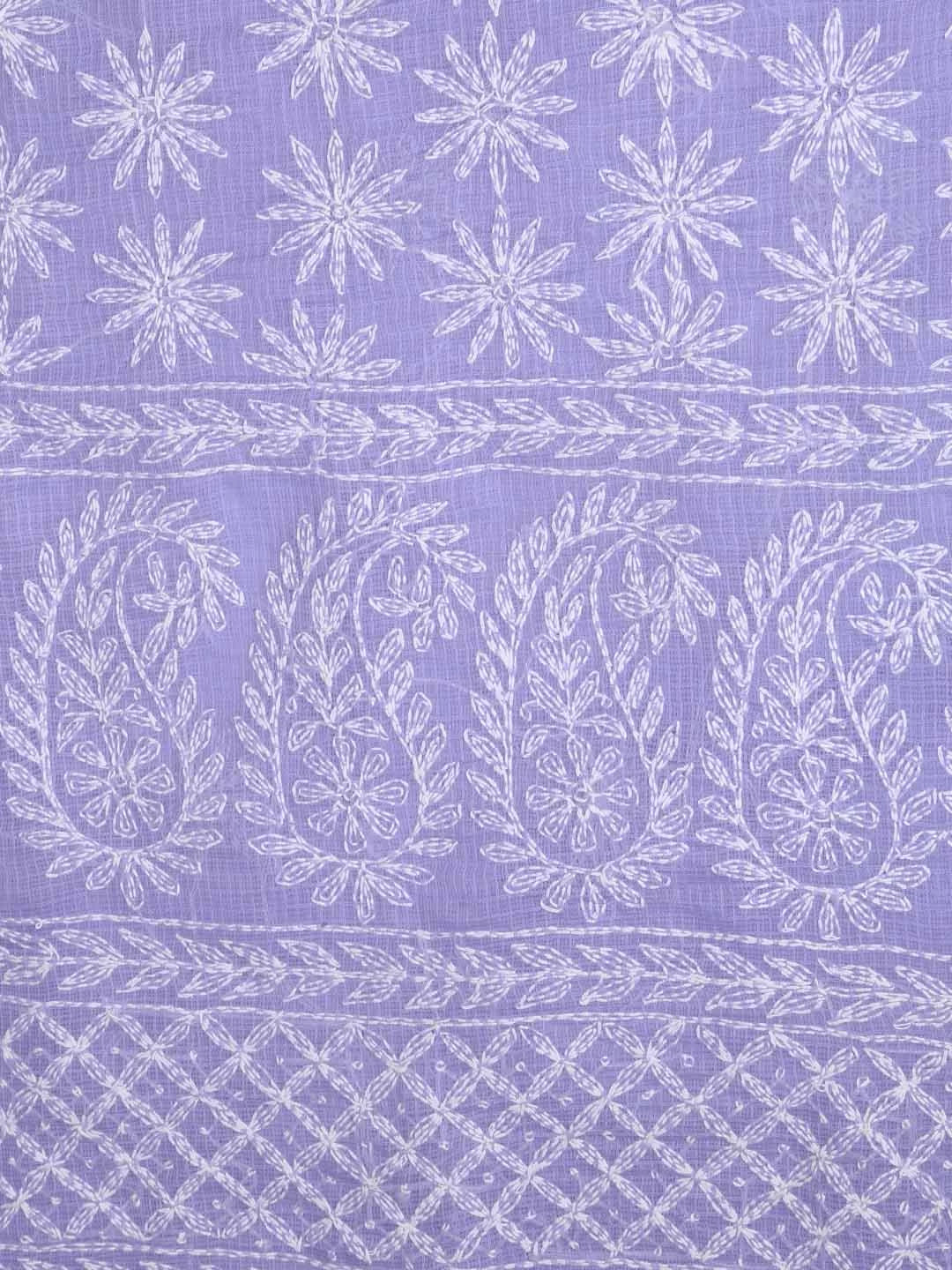 Ada Hand Embroidered Mauve Kota Lucknowi Chikankari Unstitched Kurta Dupatta Set A211273