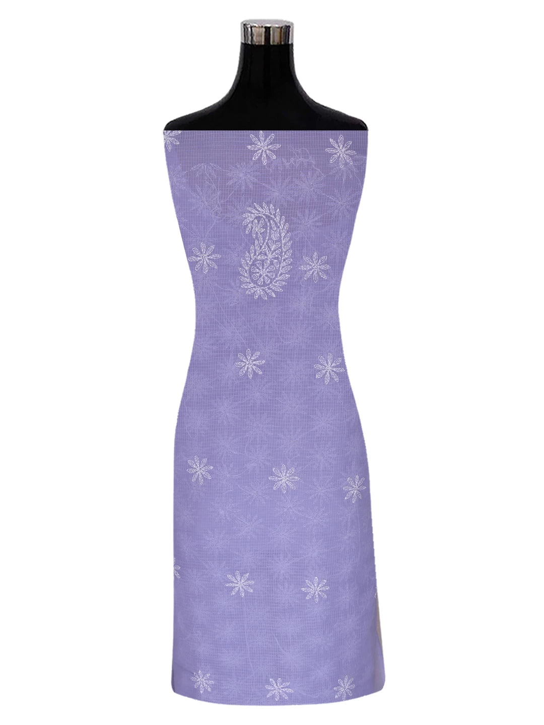 Ada Hand Embroidered Mauve Kota Lucknowi Chikankari Unstitched Kurta Dupatta Set A211273