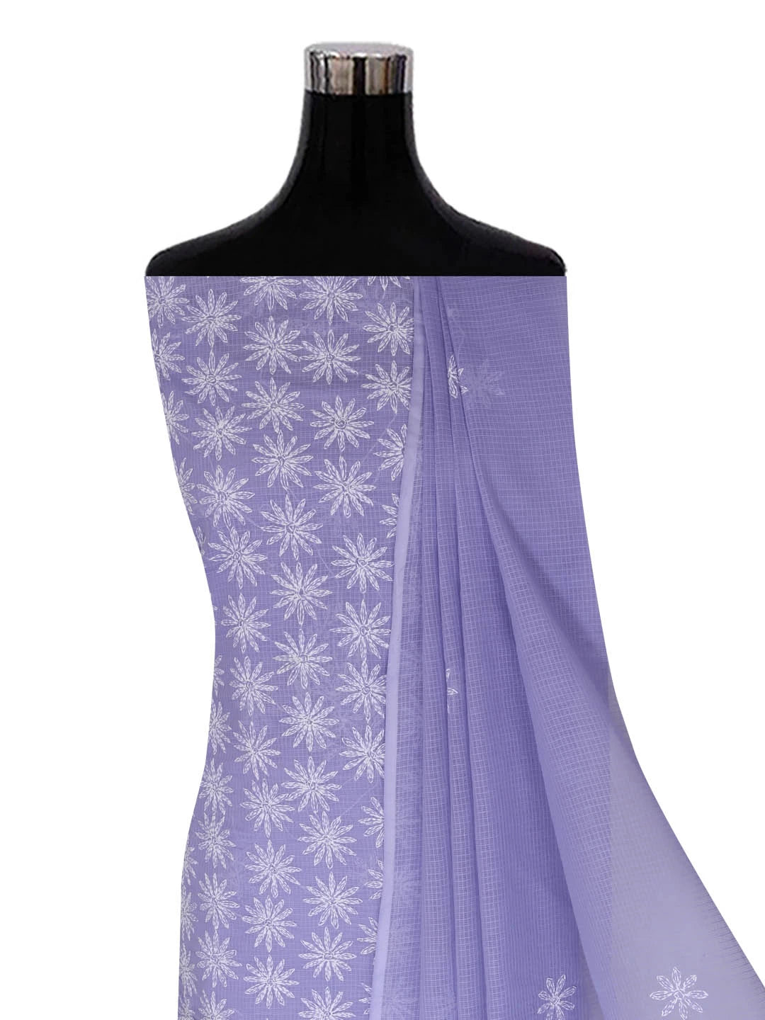 Ada Hand Embroidered Mauve Kota Lucknowi Chikankari Unstitched Kurta Dupatta Set A211273