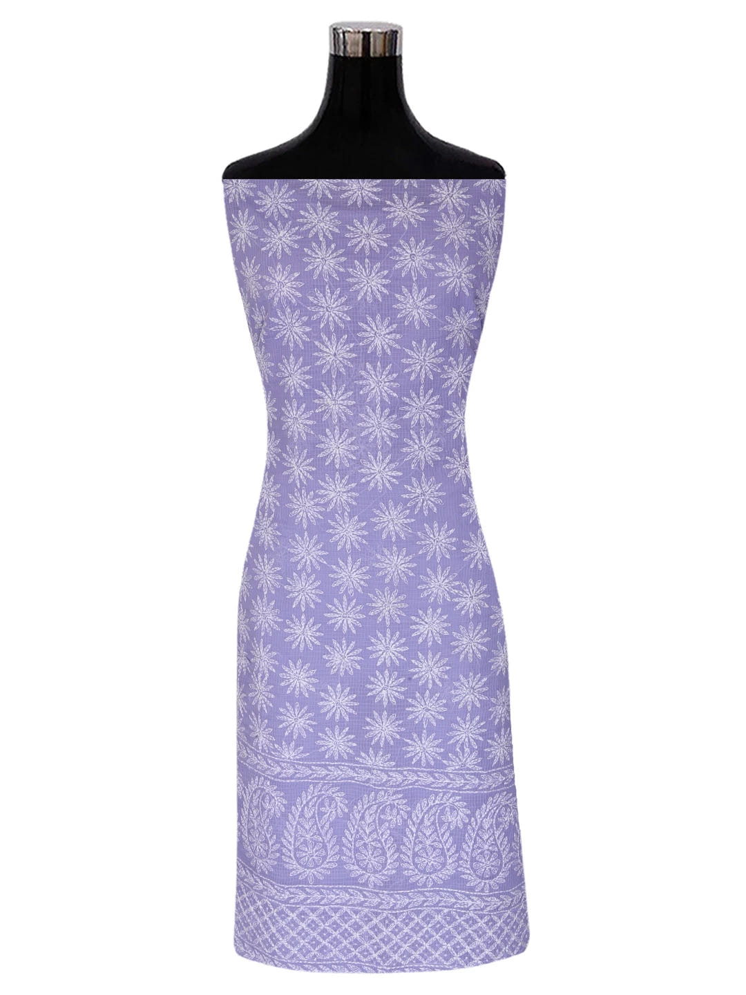 Ada Hand Embroidered Mauve Kota Lucknowi Chikankari Unstitched Kurta Dupatta Set A211273