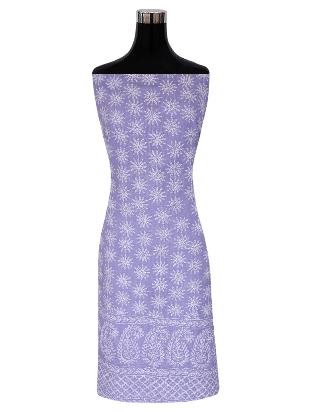 Ada Hand Embroidered Mauve Kota Lucknowi Chikankari Unstitched Kurta Dupatta Set A211273