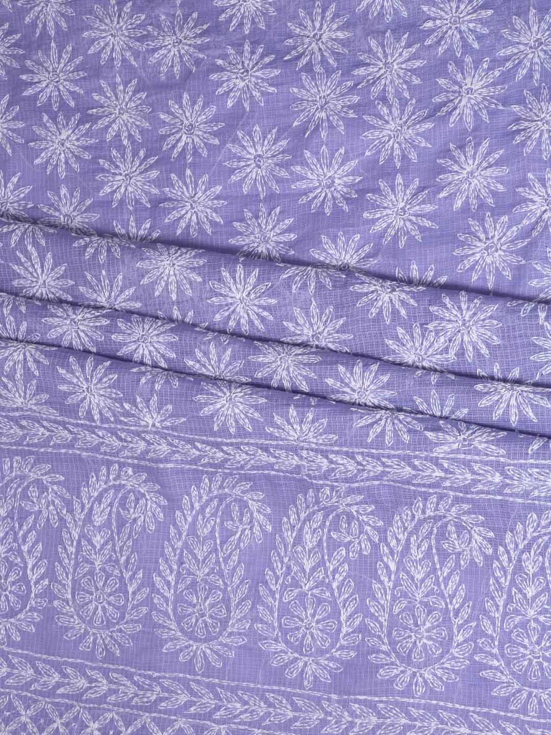 Ada Hand Embroidered Mauve Kota Lucknowi Chikankari Unstitched Kurta Dupatta Set A211273