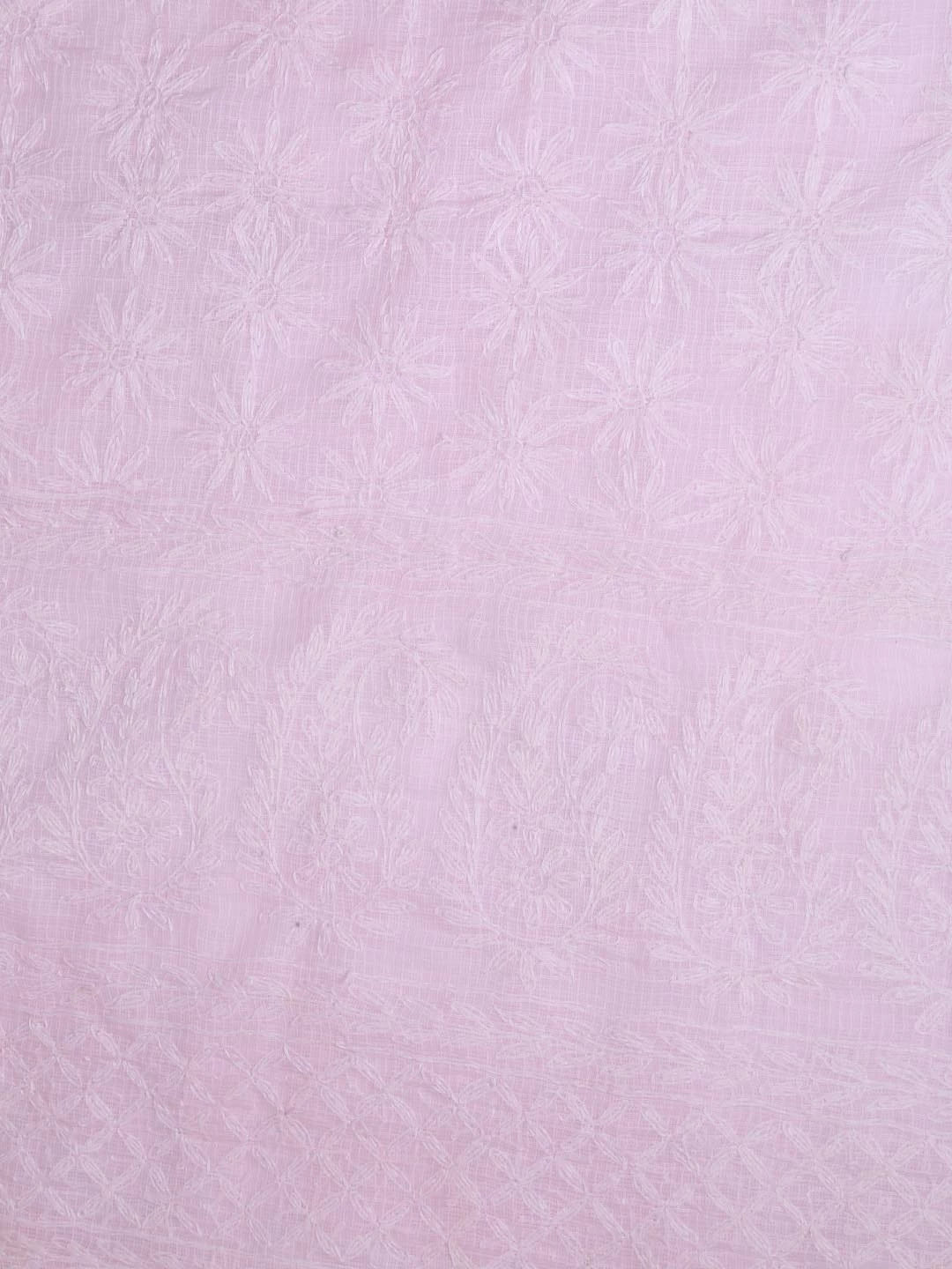 Ada Hand Embroidered Pink Kota Lucknowi Chikankari Unstitched Kurta Dupatta Set A211278