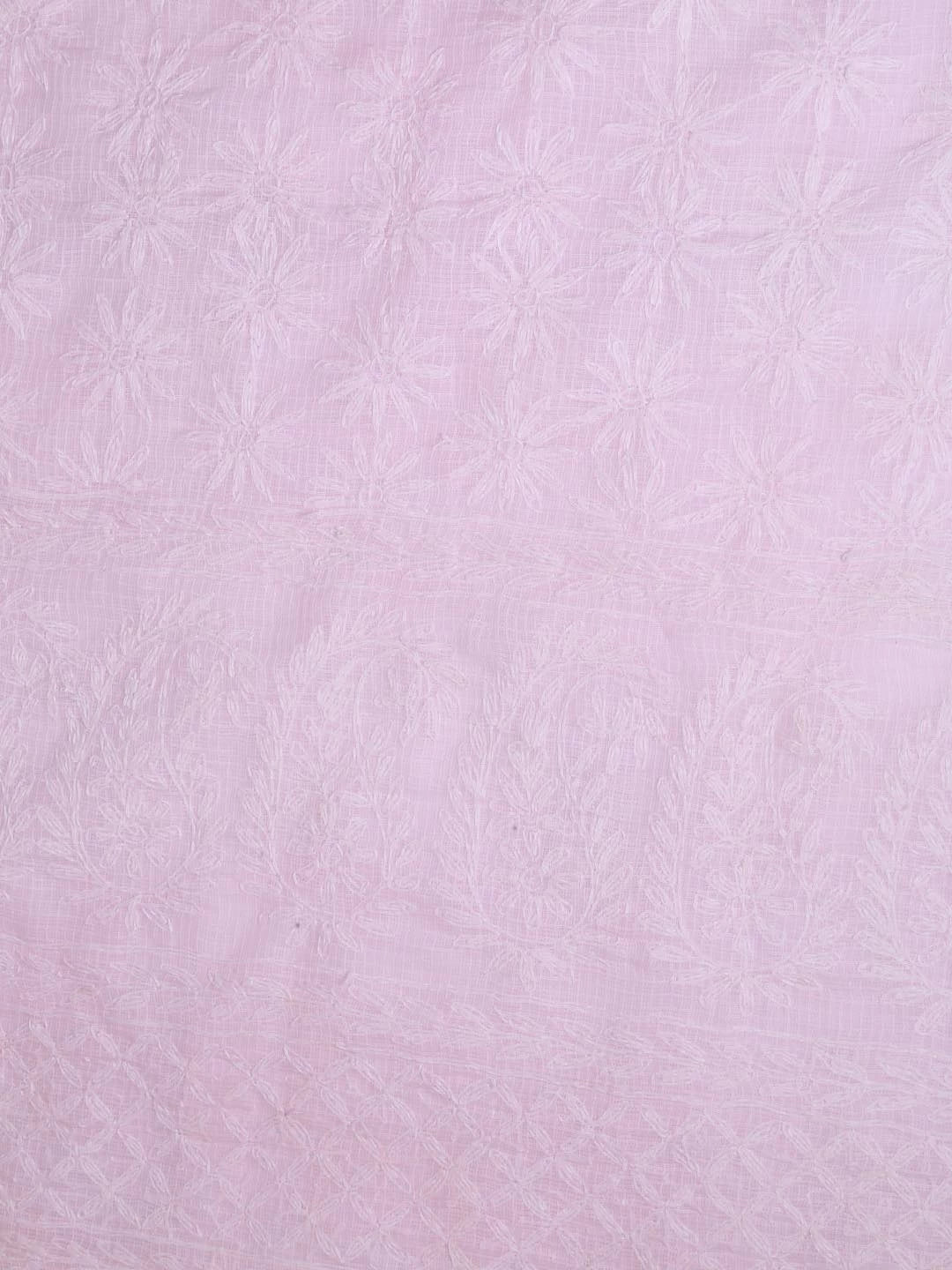 Ada Hand Embroidered Pink Kota Lucknowi Chikankari Unstitched Kurta Dupatta Set A211278