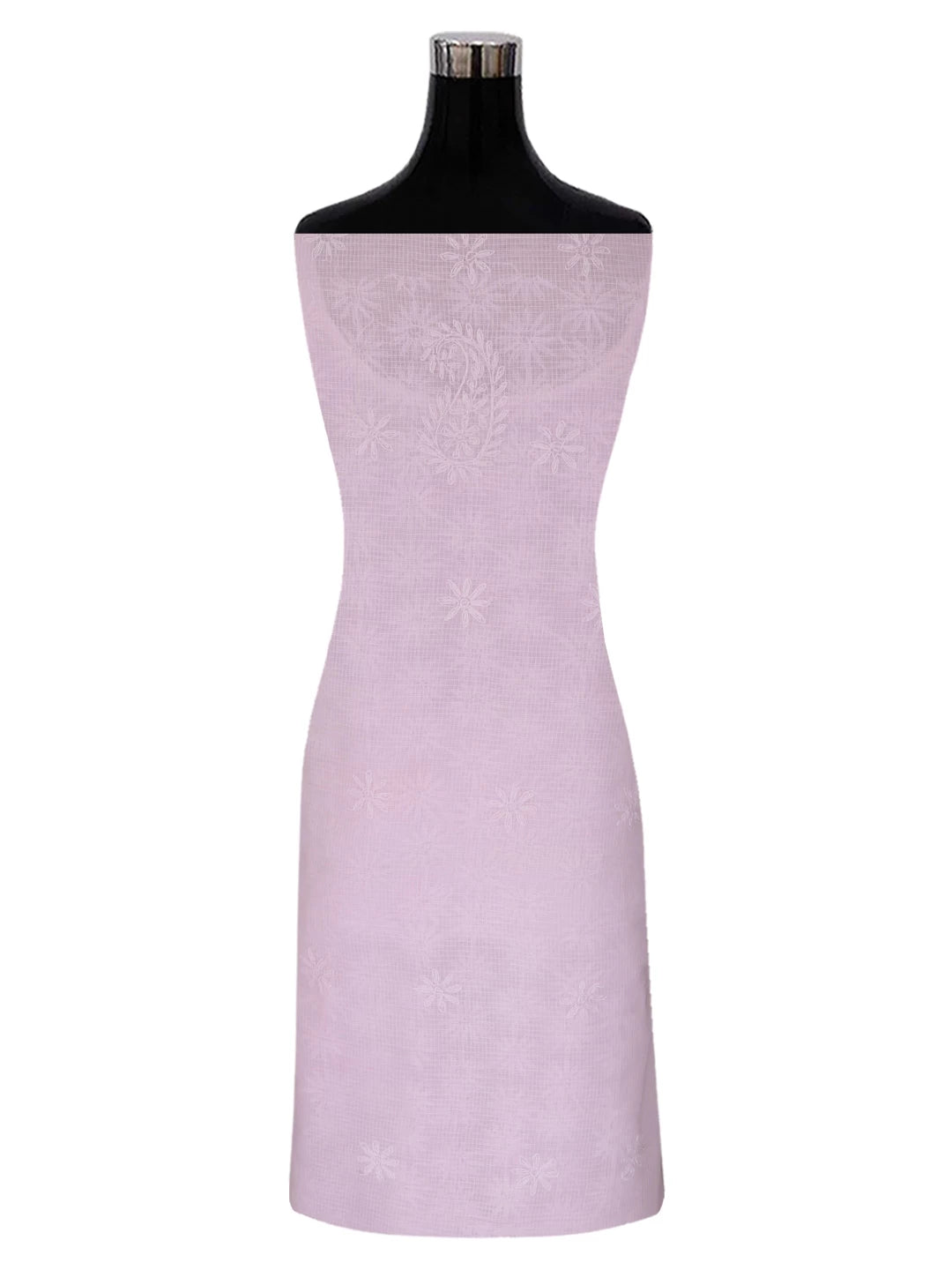 Ada Hand Embroidered Pink Kota Lucknowi Chikankari Unstitched Kurta Dupatta Set A211278