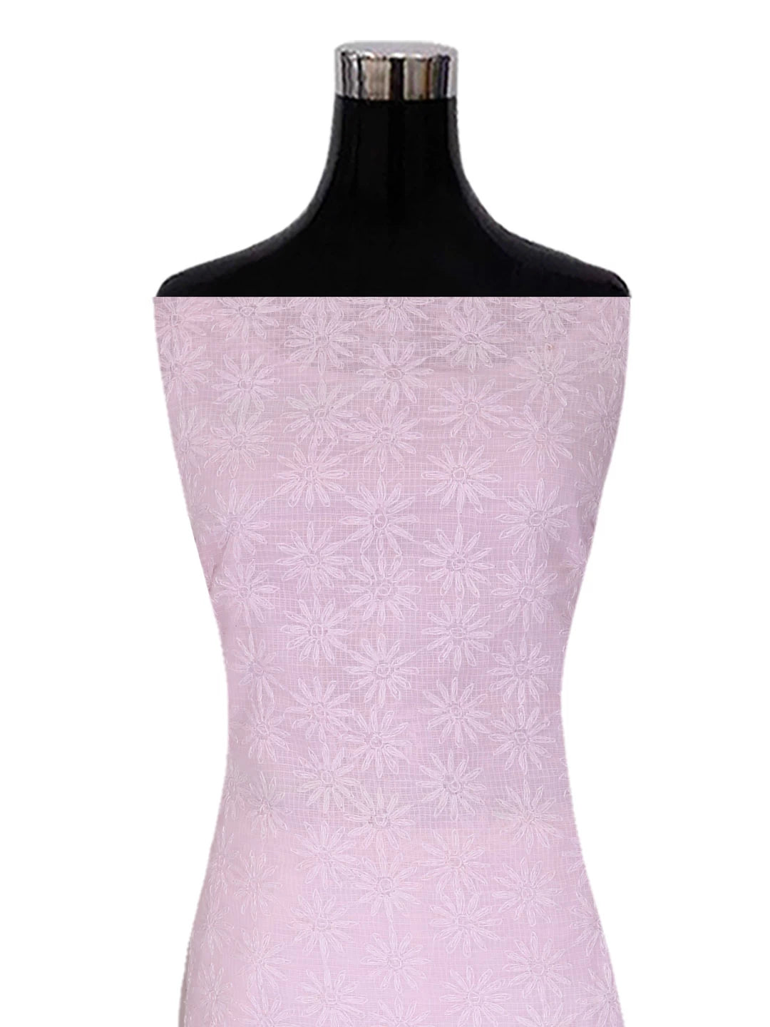 Ada Hand Embroidered Pink Kota Lucknowi Chikankari Unstitched Kurta Dupatta Set A211278