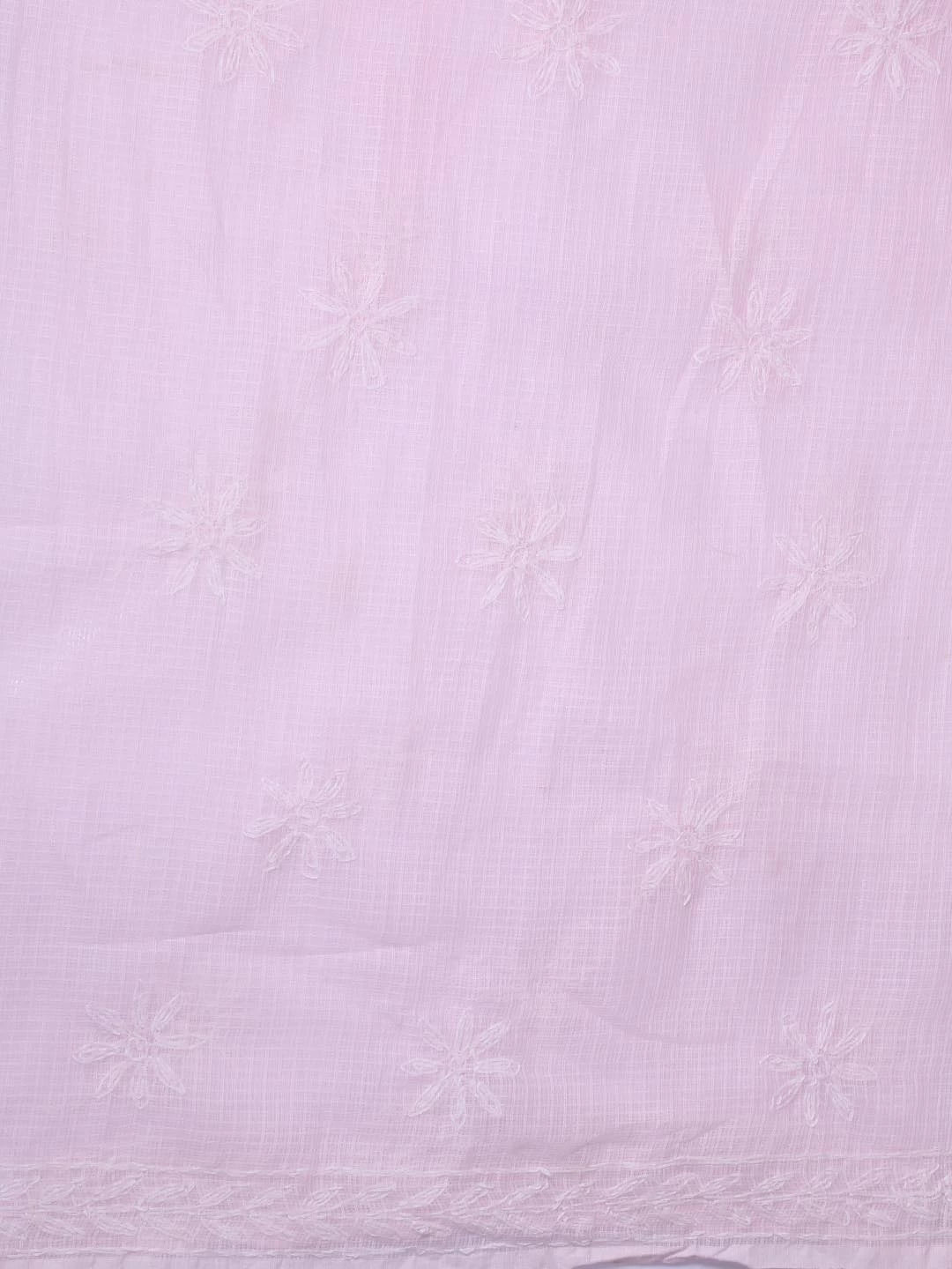 Ada Hand Embroidered Pink Kota Lucknowi Chikankari Unstitched Kurta Dupatta Set A211278