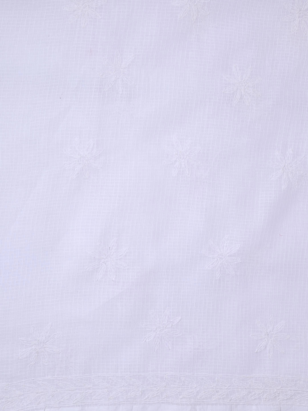 Ada Hand Embroidered White Kota Lucknowi Chikankari Unstitched Kurta Dupatta Set A211270
