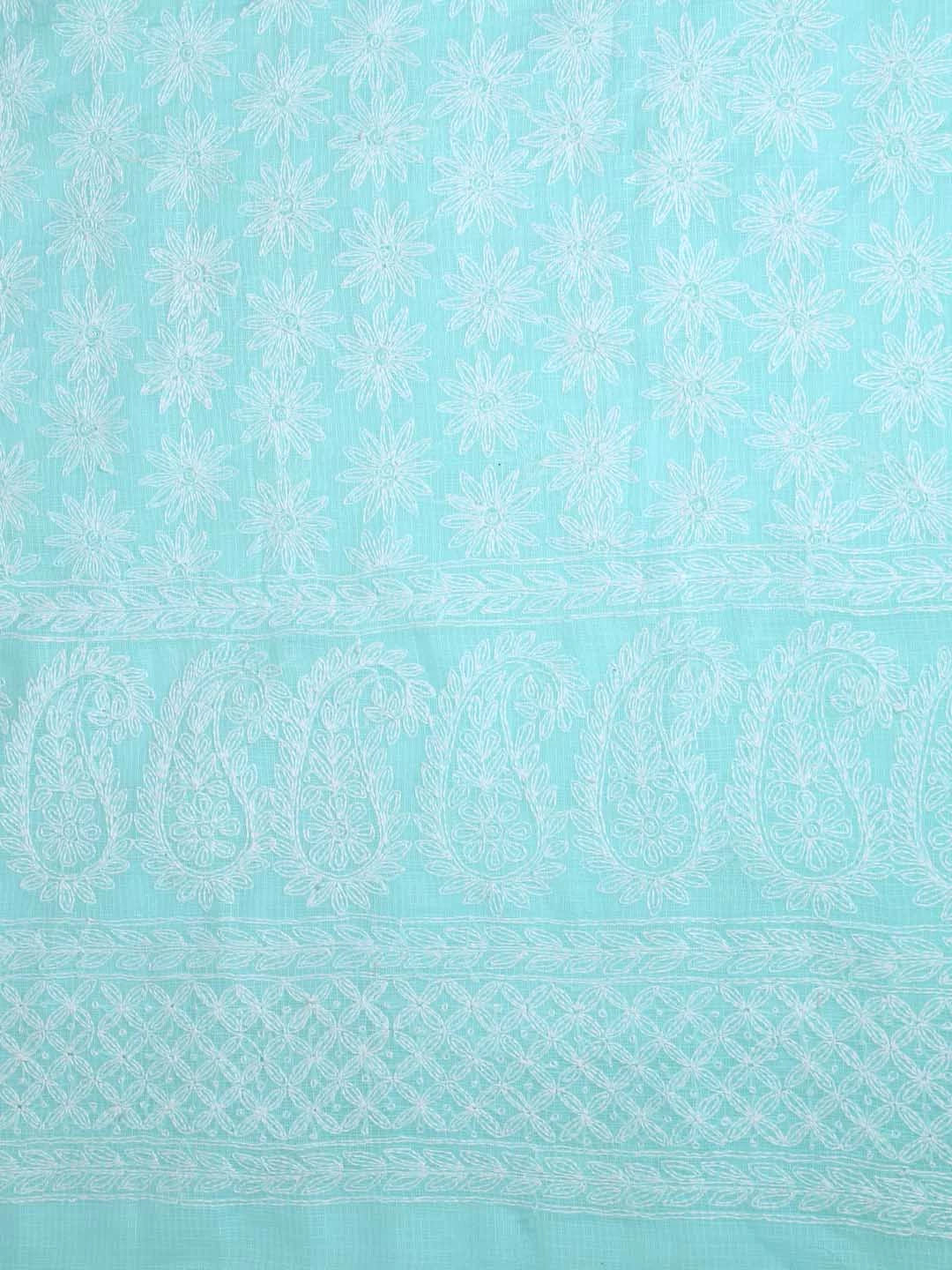 Ada Hand Embroidered Sea Green Kota Lucknowi Chikankari Unstitched Kurta Dupatta Set A211275