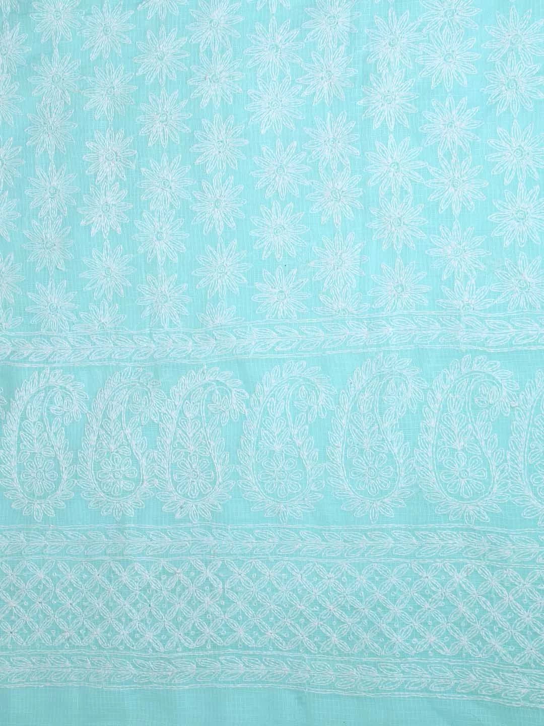 Ada Hand Embroidered Sea Green Kota Lucknowi Chikankari Unstitched Kurta Dupatta Set A211275