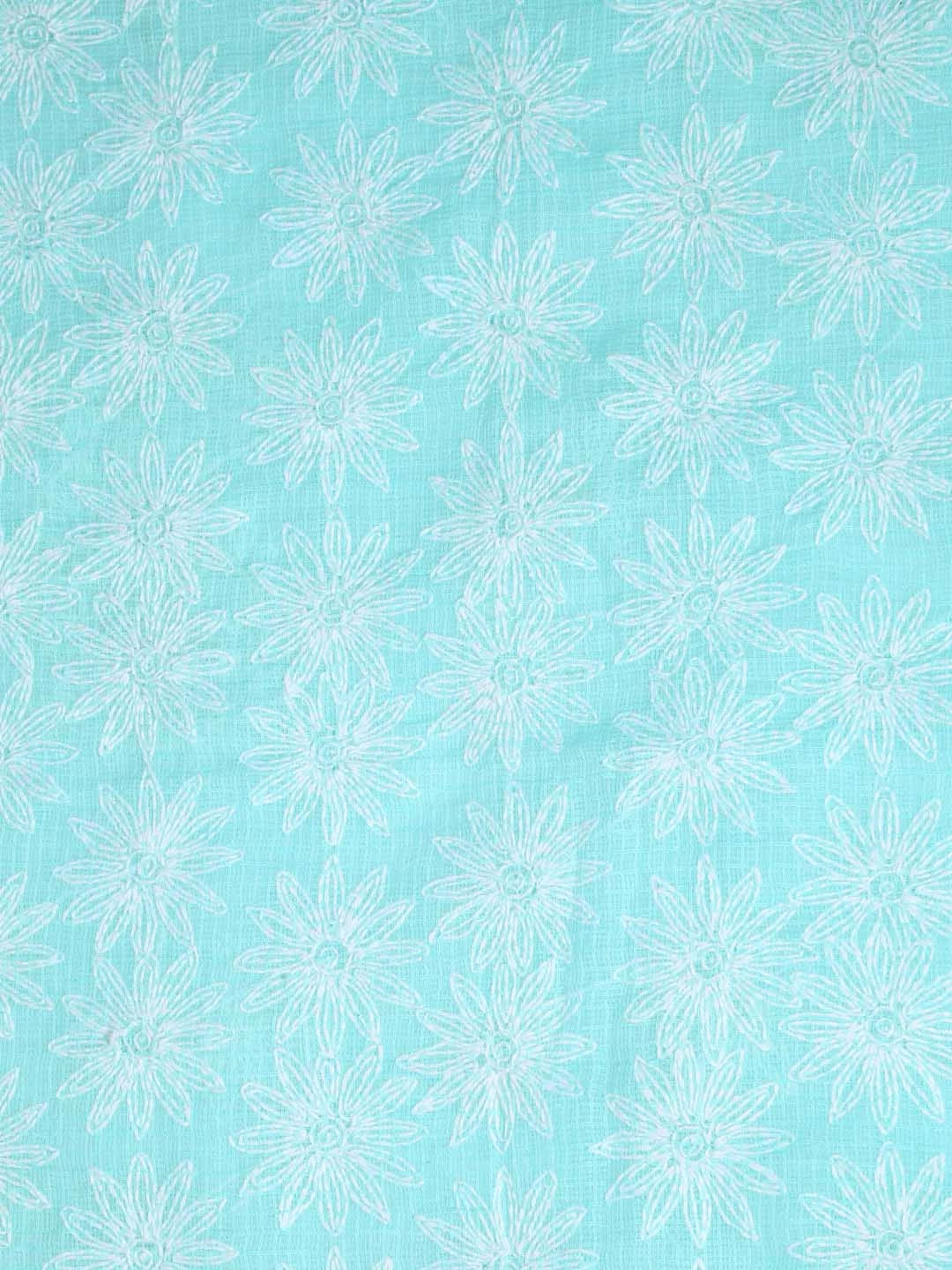 Ada Hand Embroidered Sea Green Kota Lucknowi Chikankari Unstitched Kurta Dupatta Set A211275
