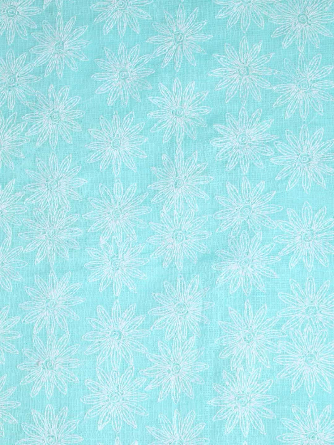Ada Hand Embroidered Sea Green Kota Lucknowi Chikankari Unstitched Kurta Dupatta Set A211275