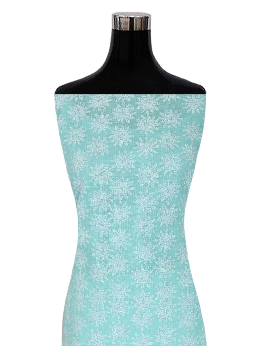 Ada Hand Embroidered Sea Green Kota Lucknowi Chikankari Unstitched Kurta Dupatta Set A211275
