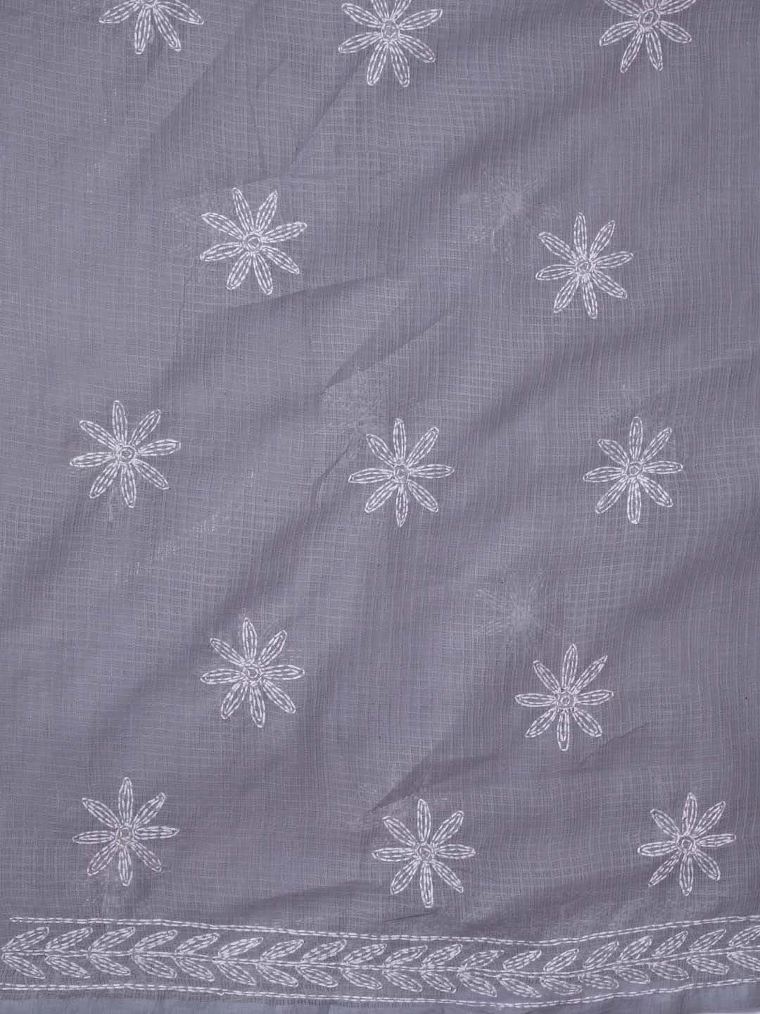Ada Hand Embroidered Grey Kota Lucknowi Chikankari Unstitched Kurta Dupatta Set A211277