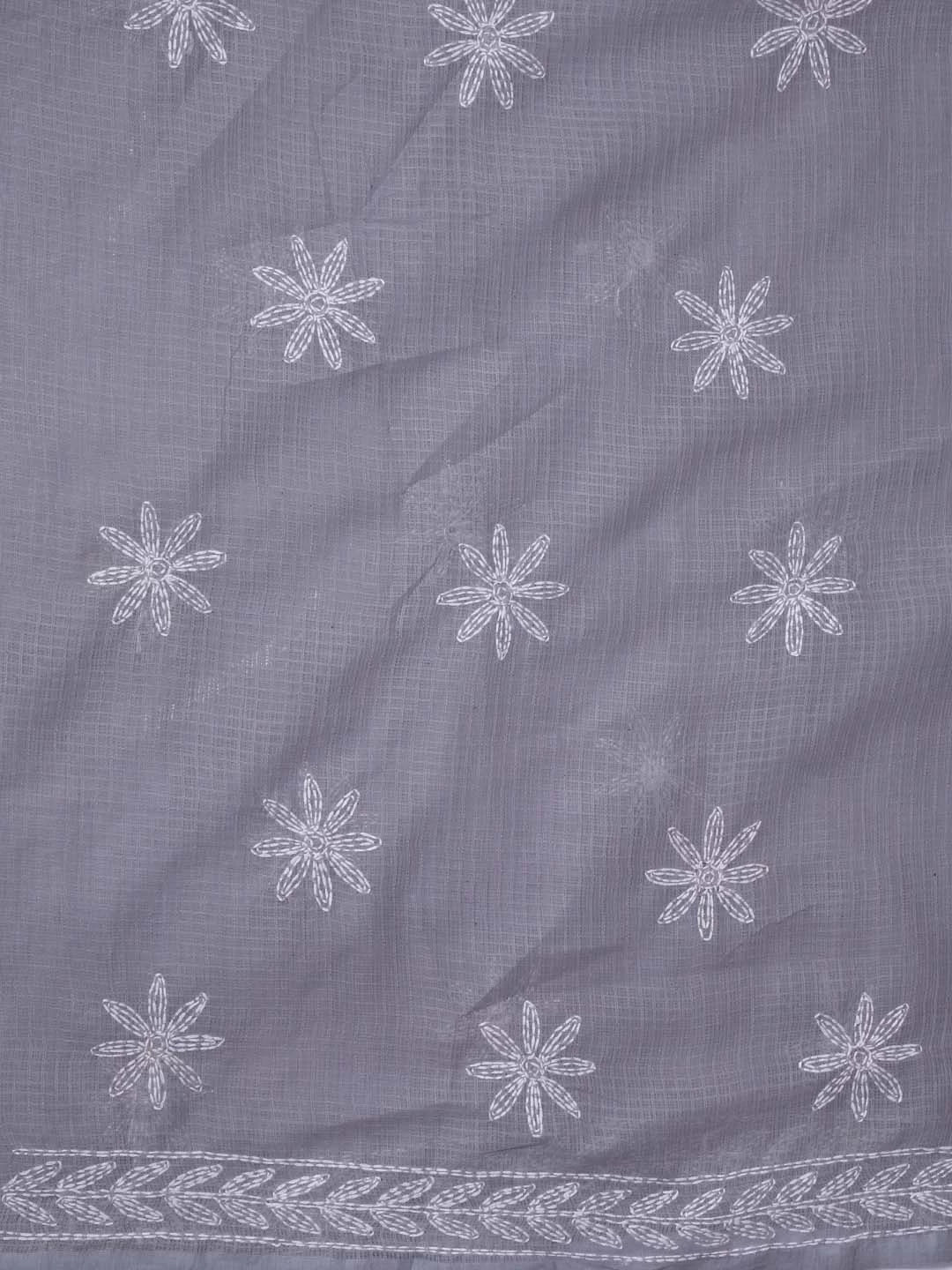 Ada Hand Embroidered Grey Kota Lucknowi Chikankari Unstitched Kurta Dupatta Set A211277