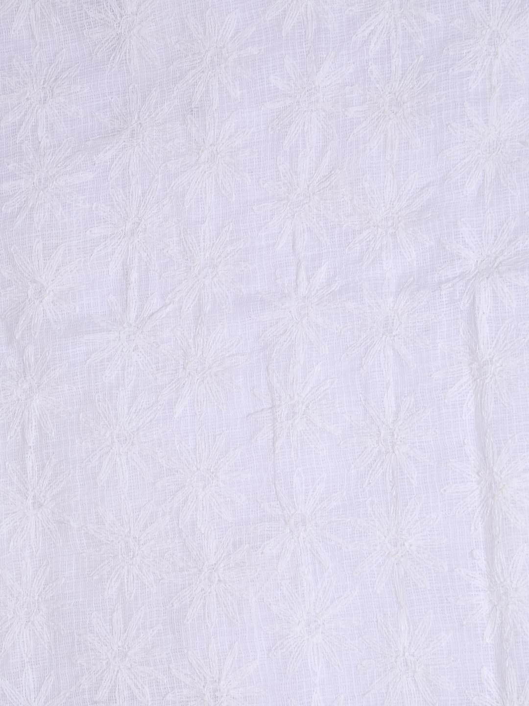 Ada Hand Embroidered White Kota Lucknowi Chikankari Unstitched Kurta Dupatta Set A211274