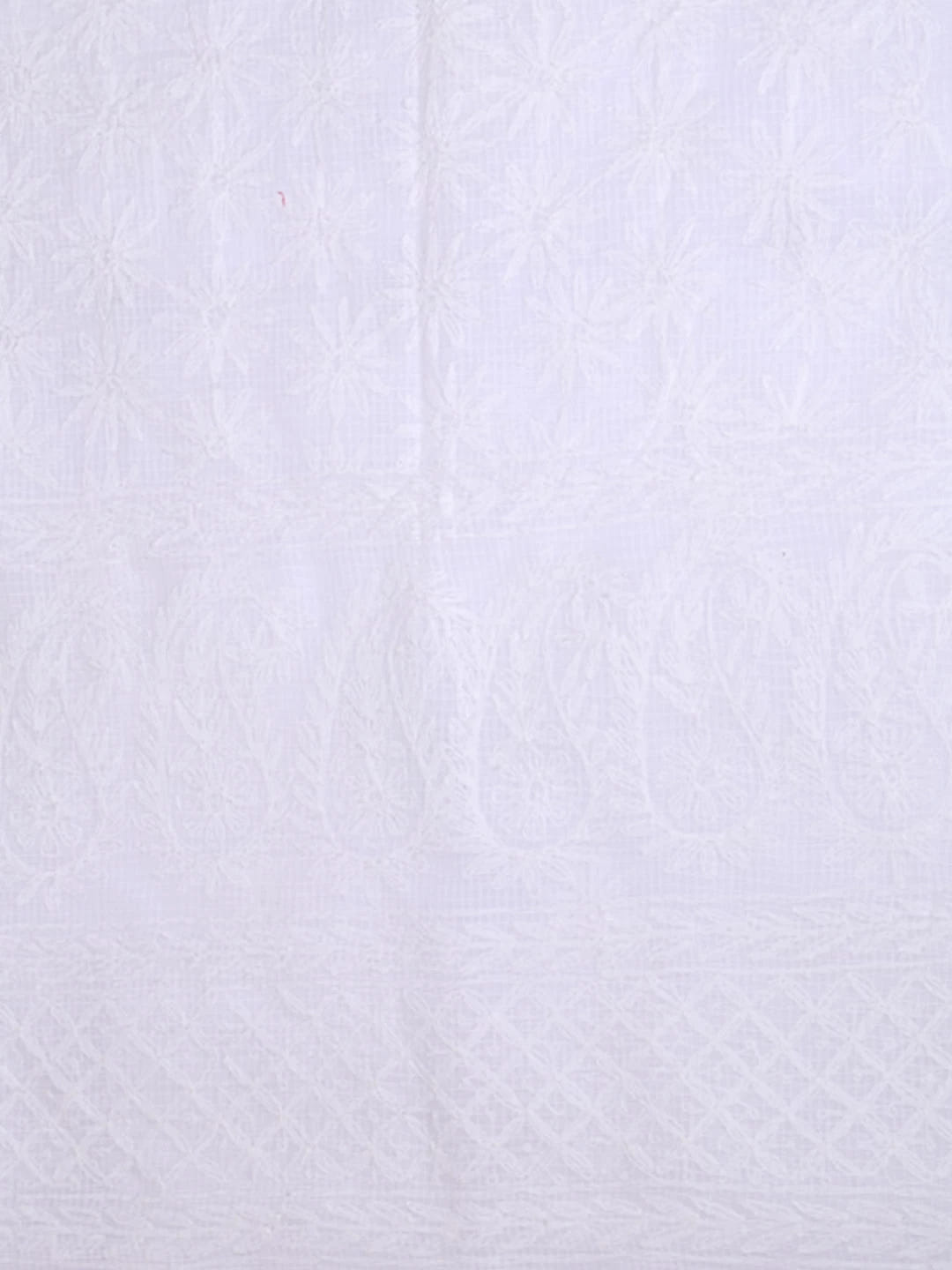Ada Hand Embroidered White Kota Lucknowi Chikankari Unstitched Kurta Dupatta Set A211274