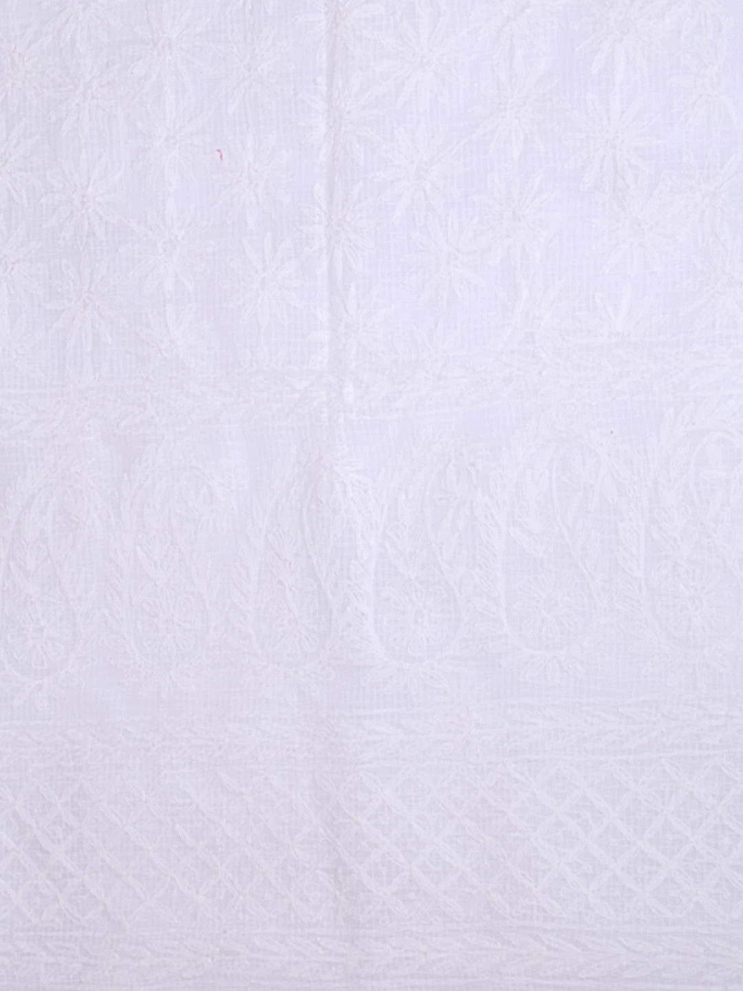 Ada Hand Embroidered White Kota Lucknowi Chikankari Unstitched Kurta Dupatta Set A211274
