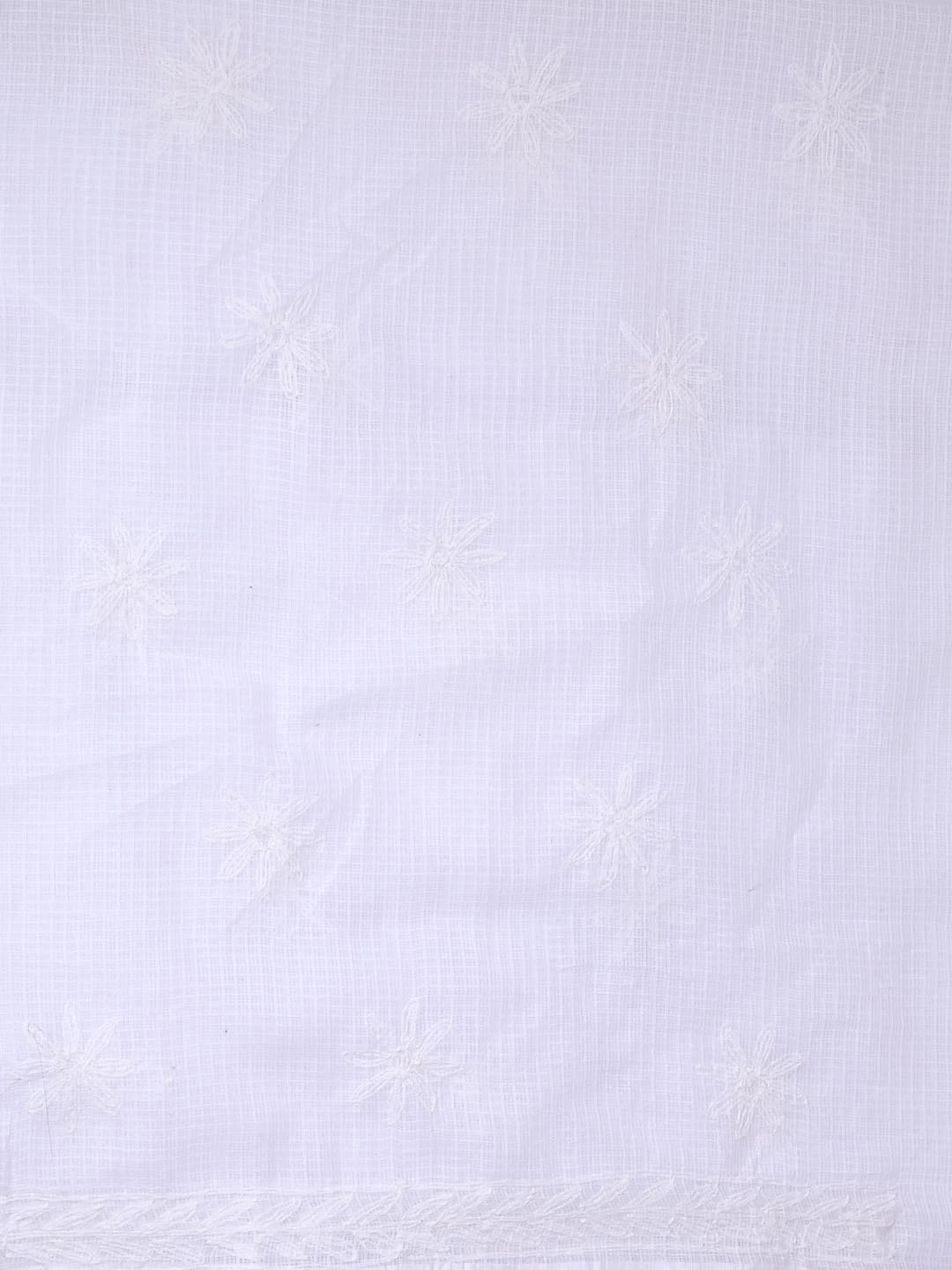 Ada Hand Embroidered White Kota Lucknowi Chikankari Unstitched Kurta Dupatta Set A211274