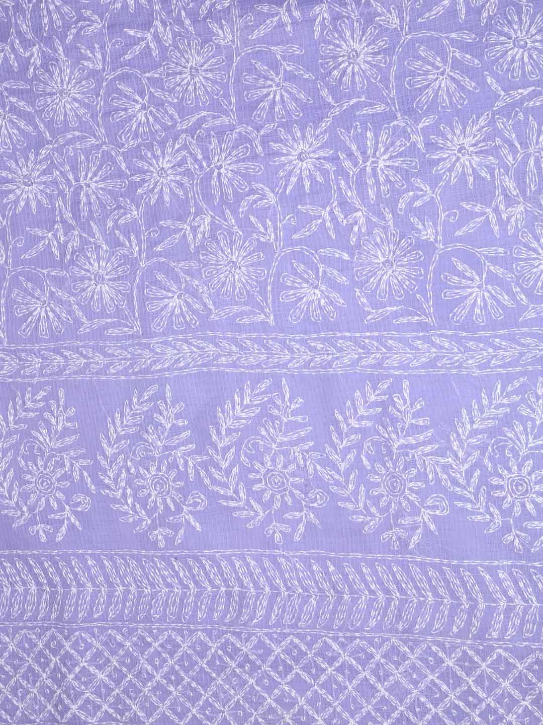 Ada Hand Embroidered Mauve Kota Lucknowi Chikankari Unstitched Kurta Dupatta Set A211269