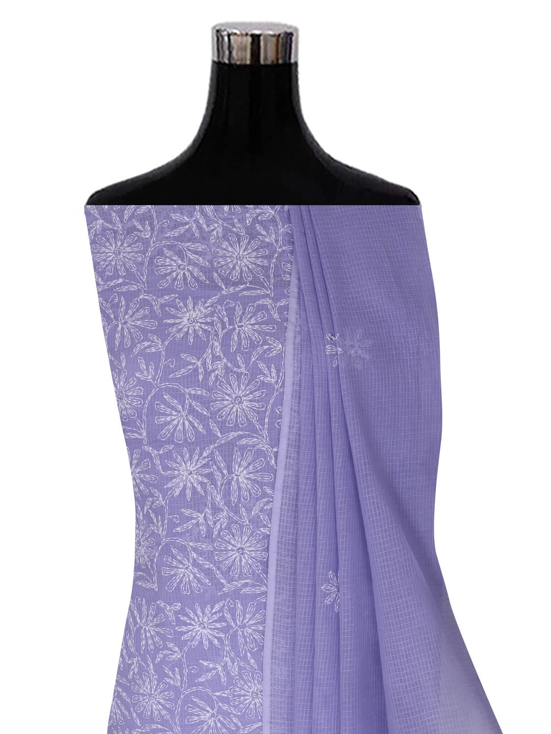 Ada Hand Embroidered Mauve Kota Lucknowi Chikankari Unstitched Kurta Dupatta Set A211269