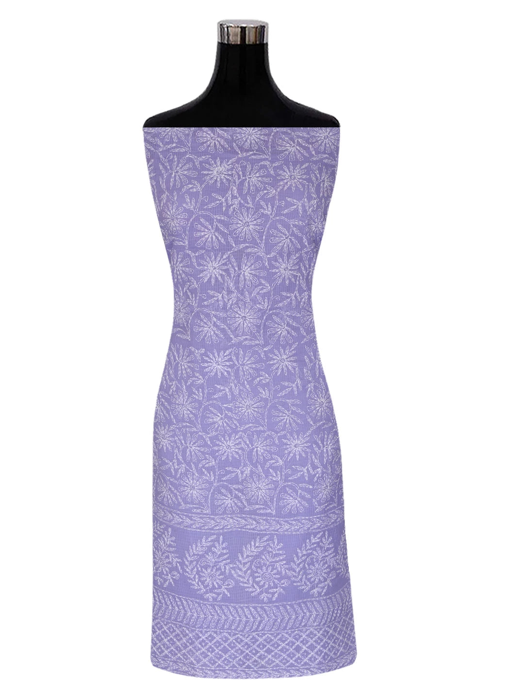 Ada Hand Embroidered Mauve Kota Lucknowi Chikankari Unstitched Kurta Dupatta Set A211269