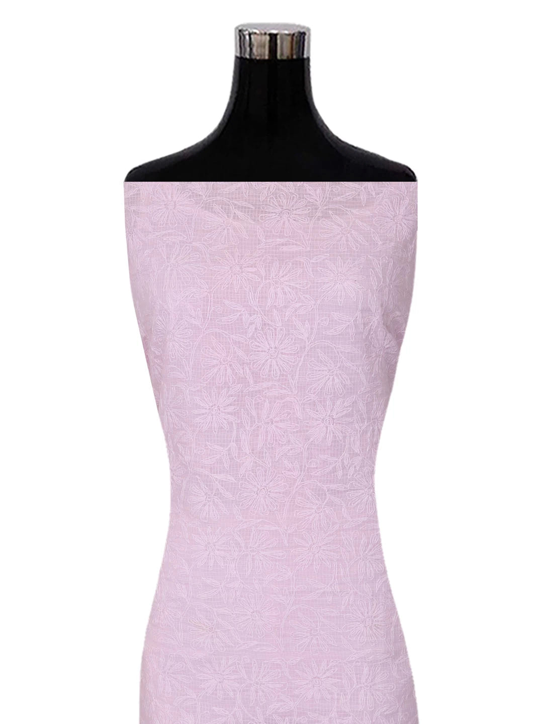 Ada Hand Embroidered Pink Kota Lucknowi Chikankari Unstitched Kurta Dupatta Set A211272