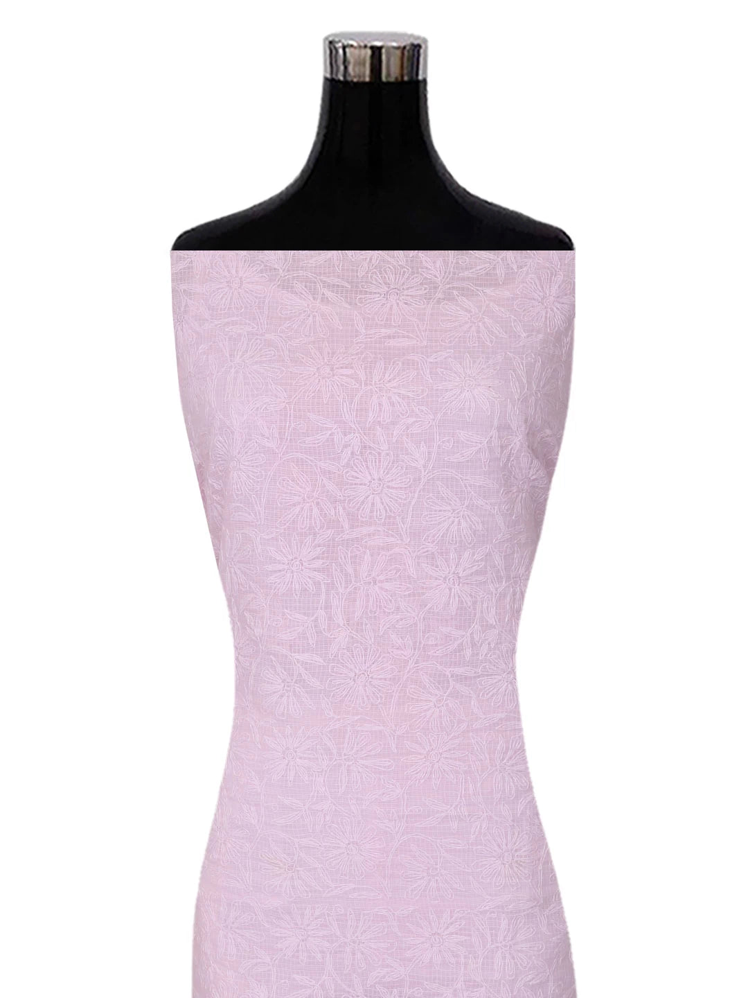 Ada Hand Embroidered Pink Kota Lucknowi Chikankari Unstitched Kurta Dupatta Set A211272