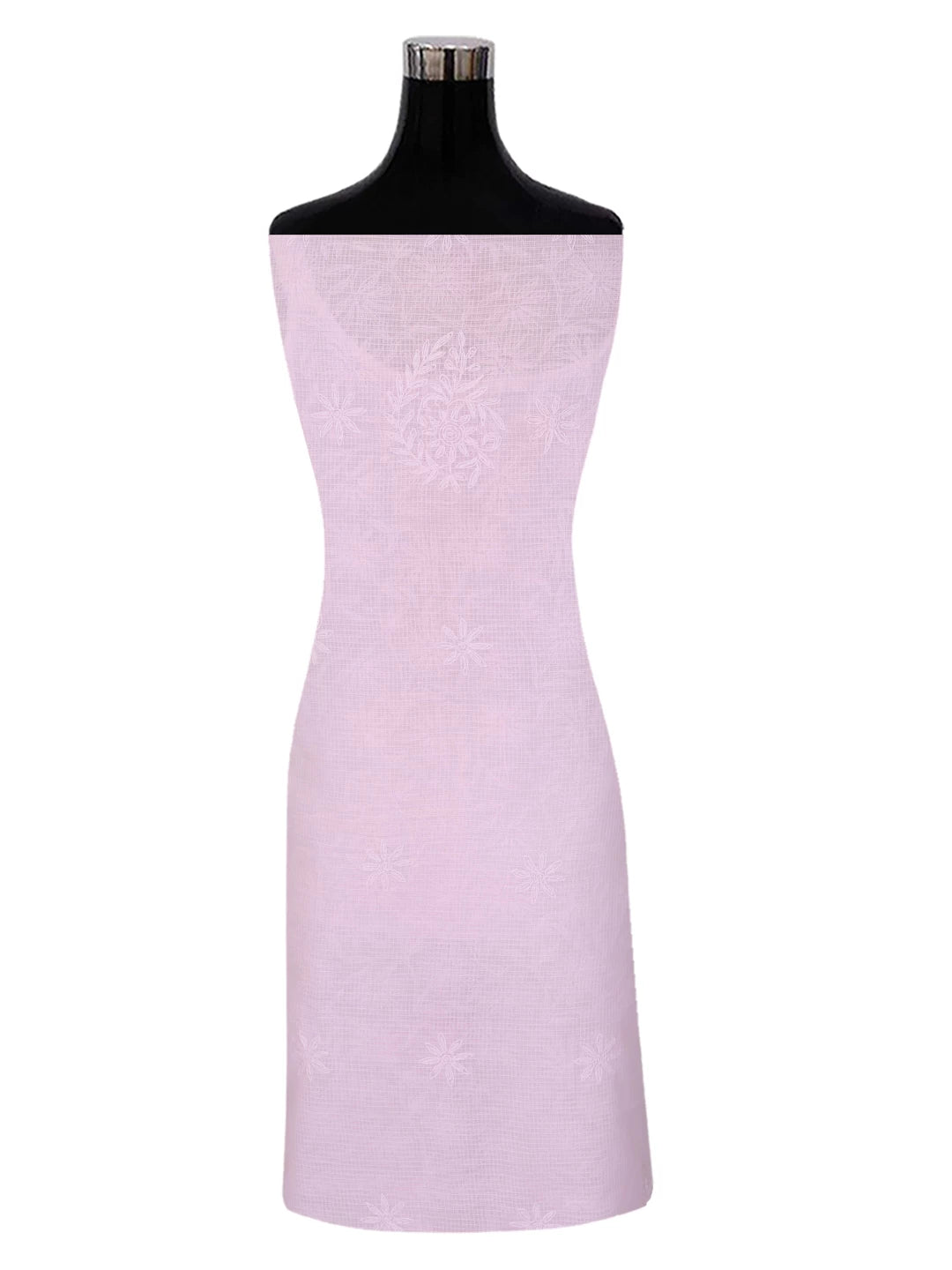 Ada Hand Embroidered Pink Kota Lucknowi Chikankari Unstitched Kurta Dupatta Set A211272