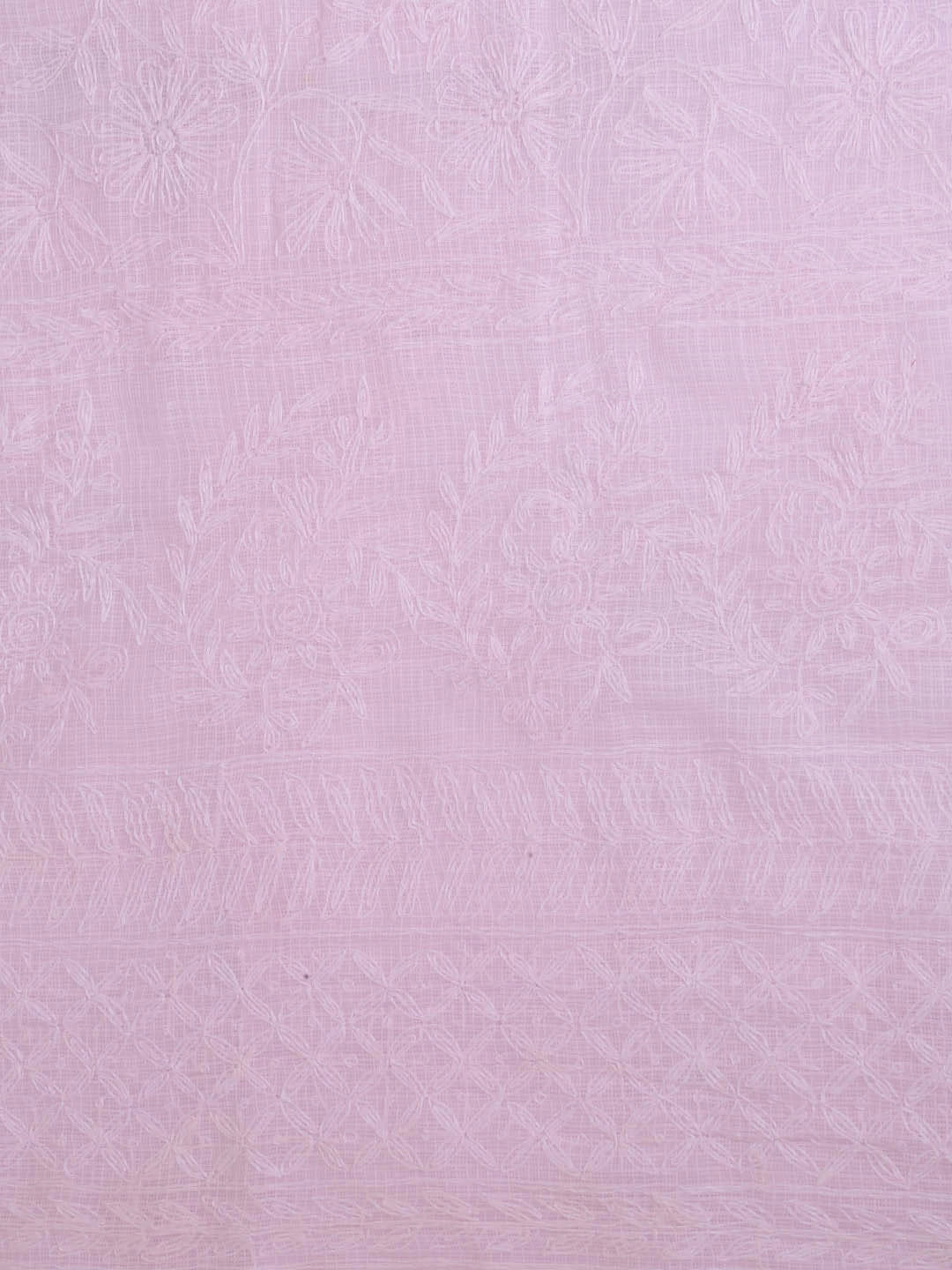 Ada Hand Embroidered Pink Kota Lucknowi Chikankari Unstitched Kurta Dupatta Set A211272