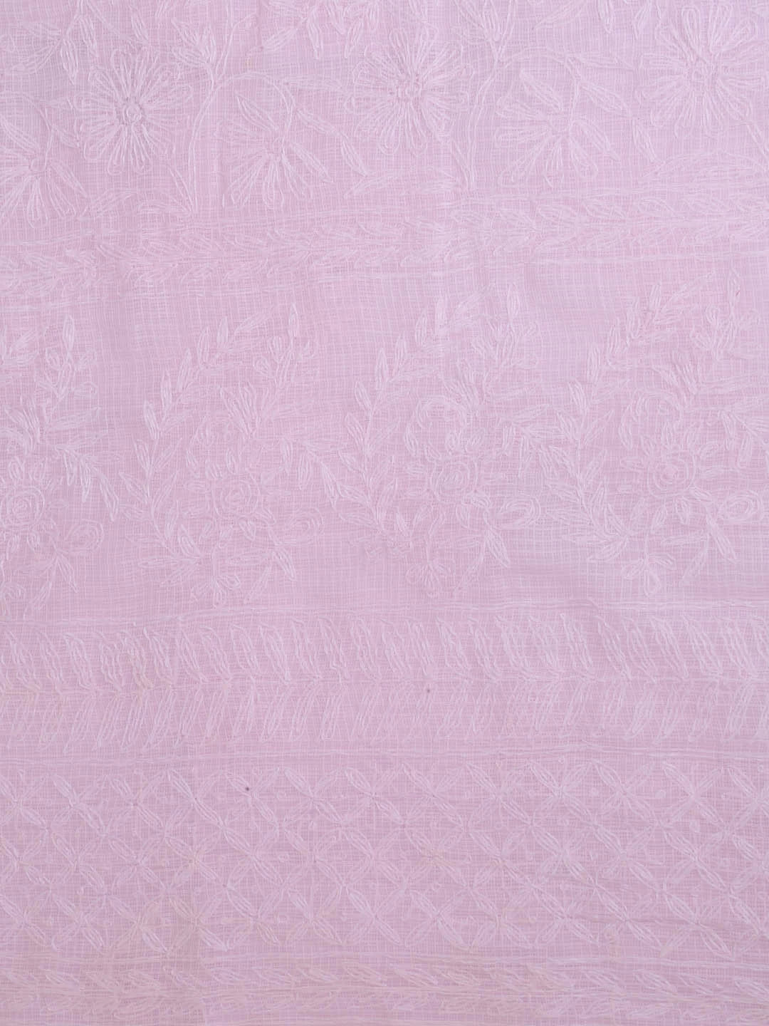 Ada Hand Embroidered Pink Kota Lucknowi Chikankari Unstitched Kurta Dupatta Set A211272