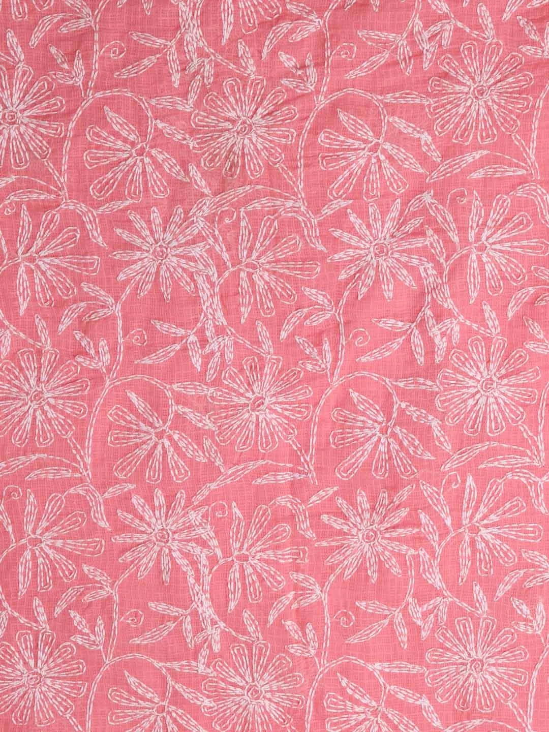 Ada Hand Embroidered Peach Kota Lucknowi Chikankari Unstitched Kurta Dupatta Set A211268