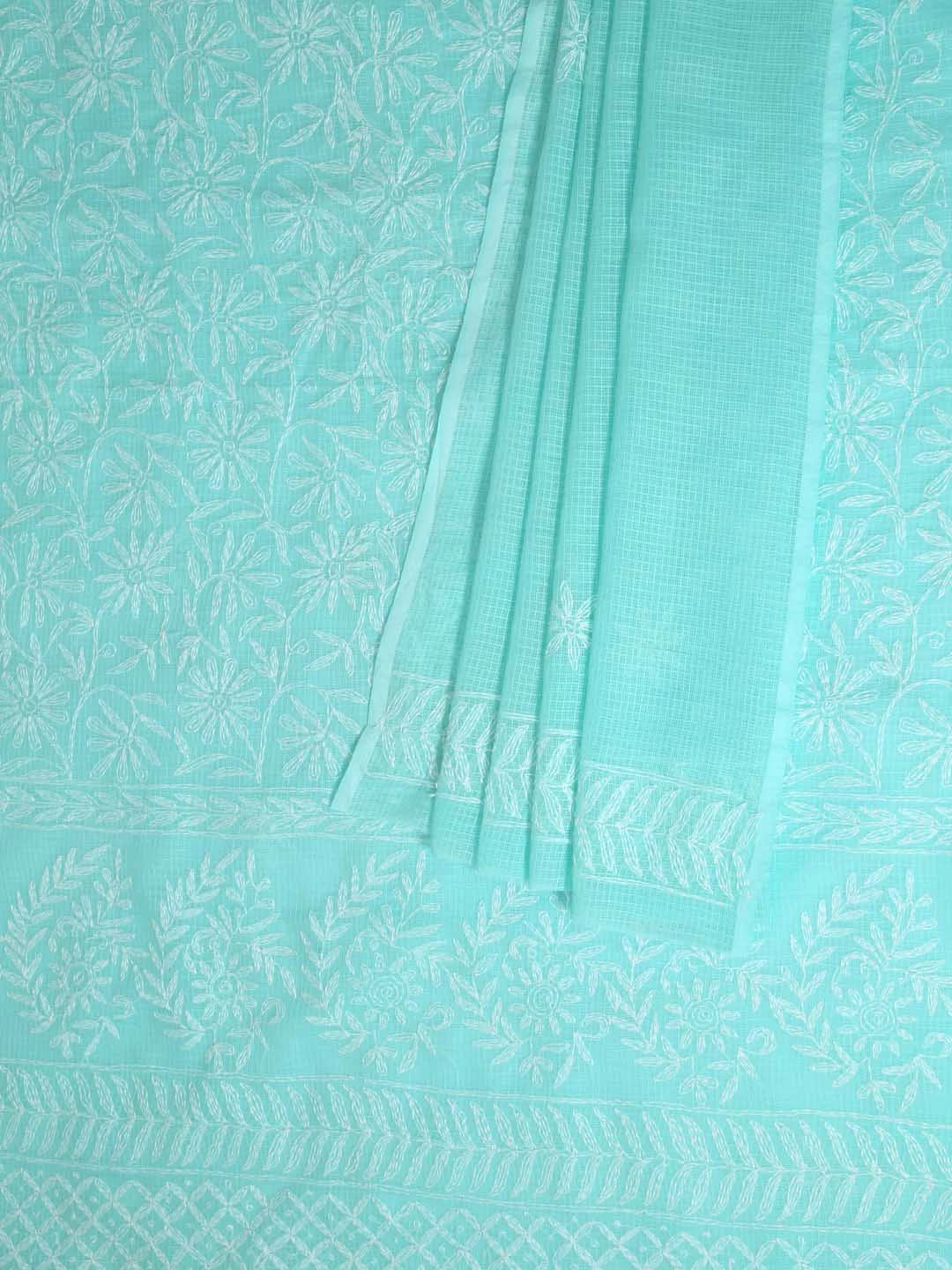 Ada Hand Embroidered Sea Green Kota Lucknowi Chikankari Unstitched Kurta Dupatta Set A211271