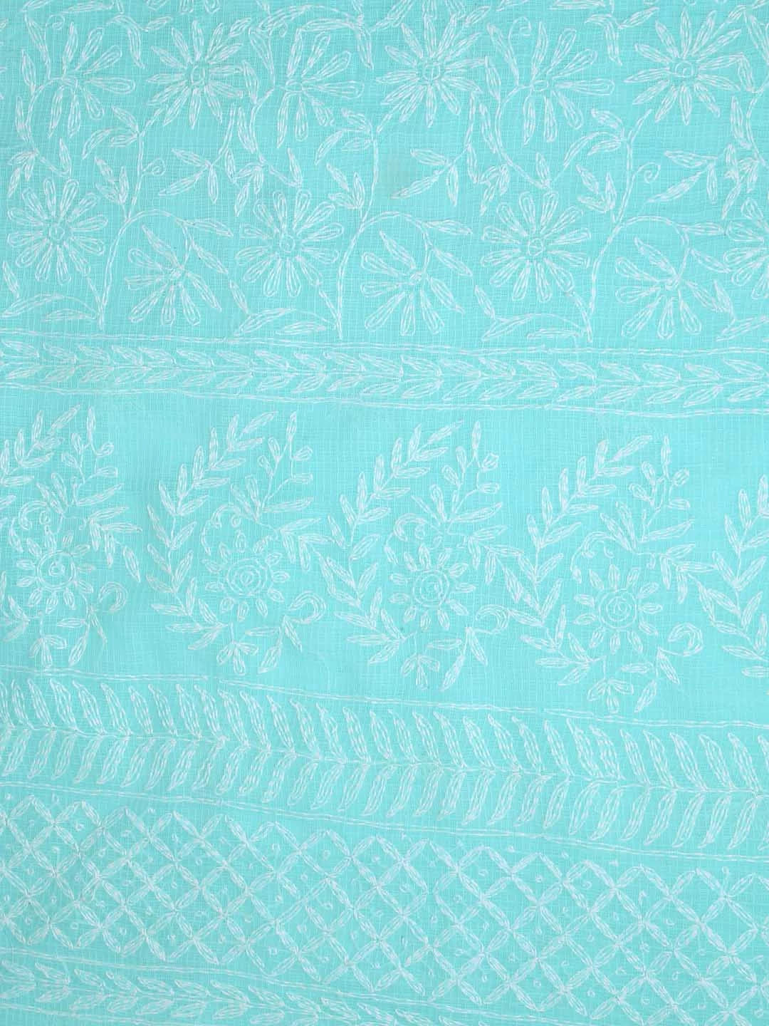 Ada Hand Embroidered Sea Green Kota Lucknowi Chikankari Unstitched Kurta Dupatta Set A211271